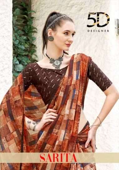 5d designer sarita series 4893-4900 moss georgette saree