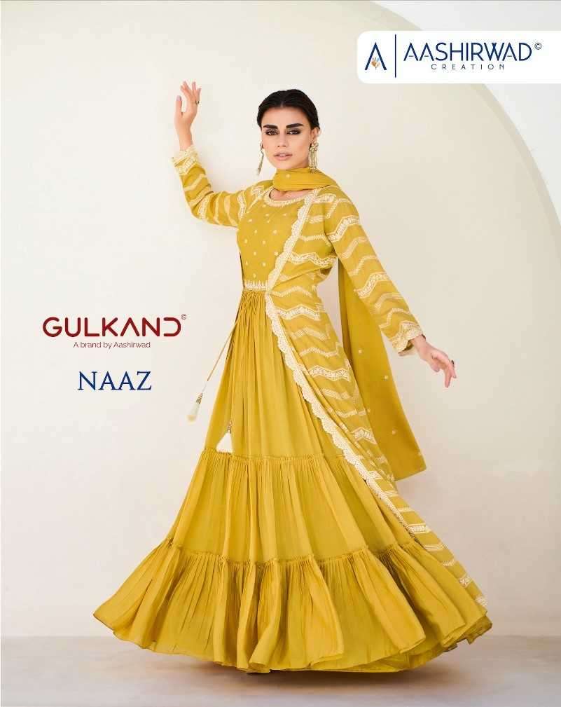 aashirwad gulkand naaz series 9778-9780 premium chinon silk suit 