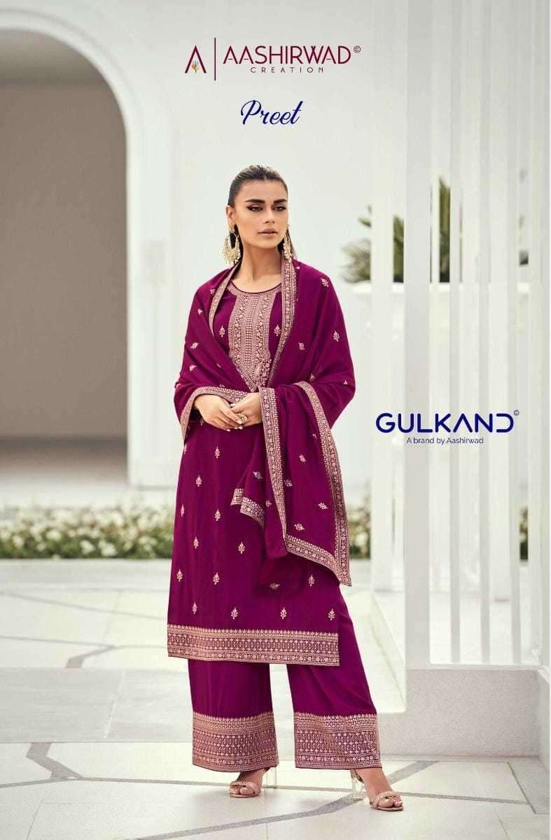 aashirwad gulkand preet series 9670-9674 myntra silk suit 