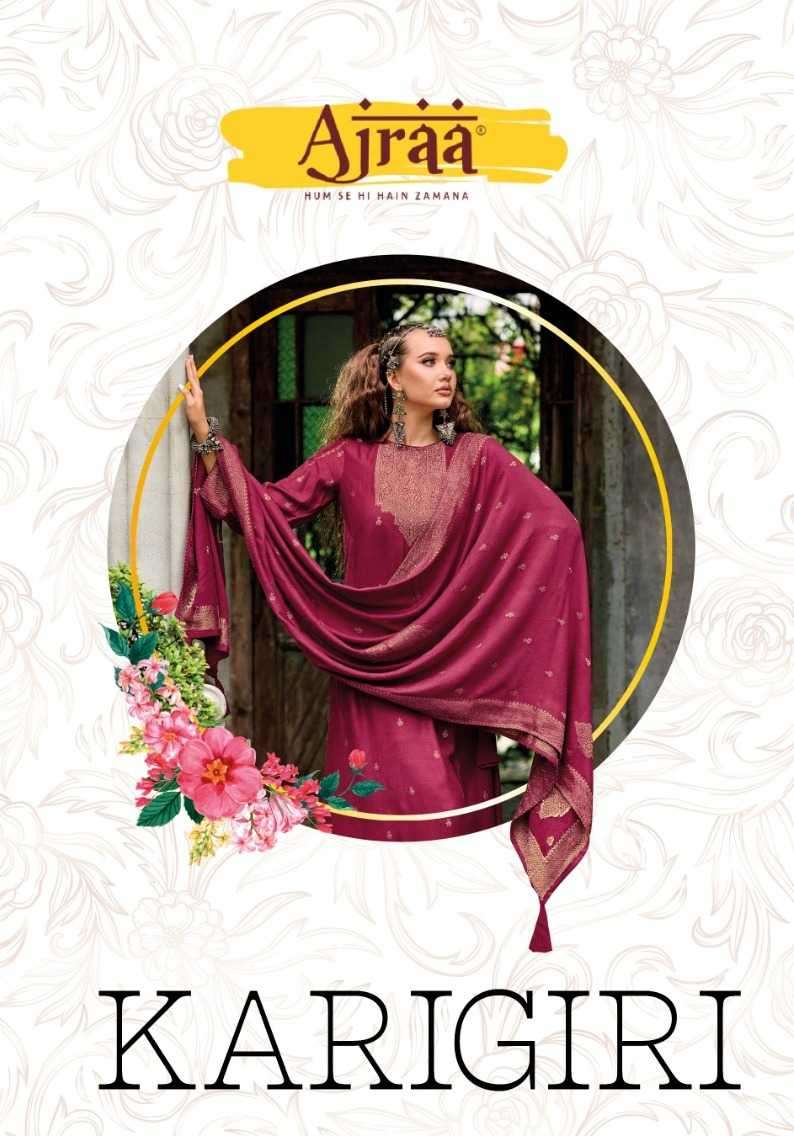 ajraa karigiri series 21101-21106 viscose pashmina jacquard suit