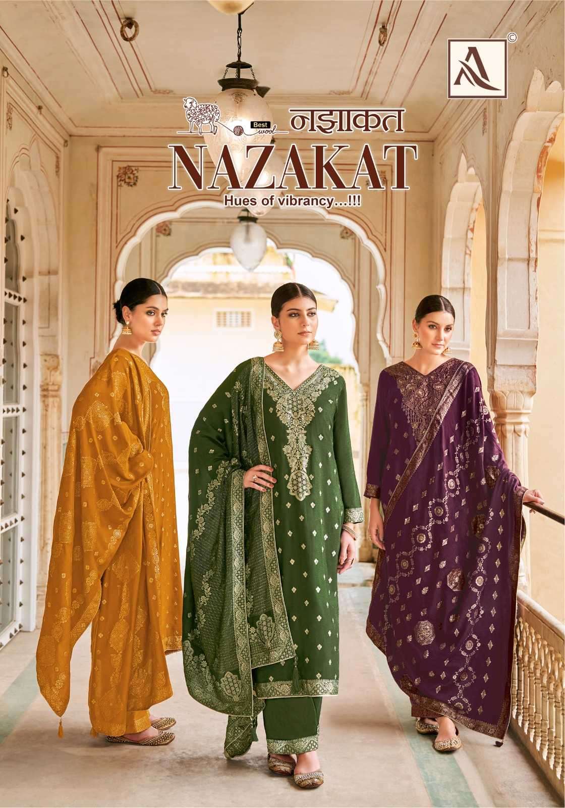 alok suit nazakat series 1342001-1342006 Woolen Viscose Pashmina Jacquard suit