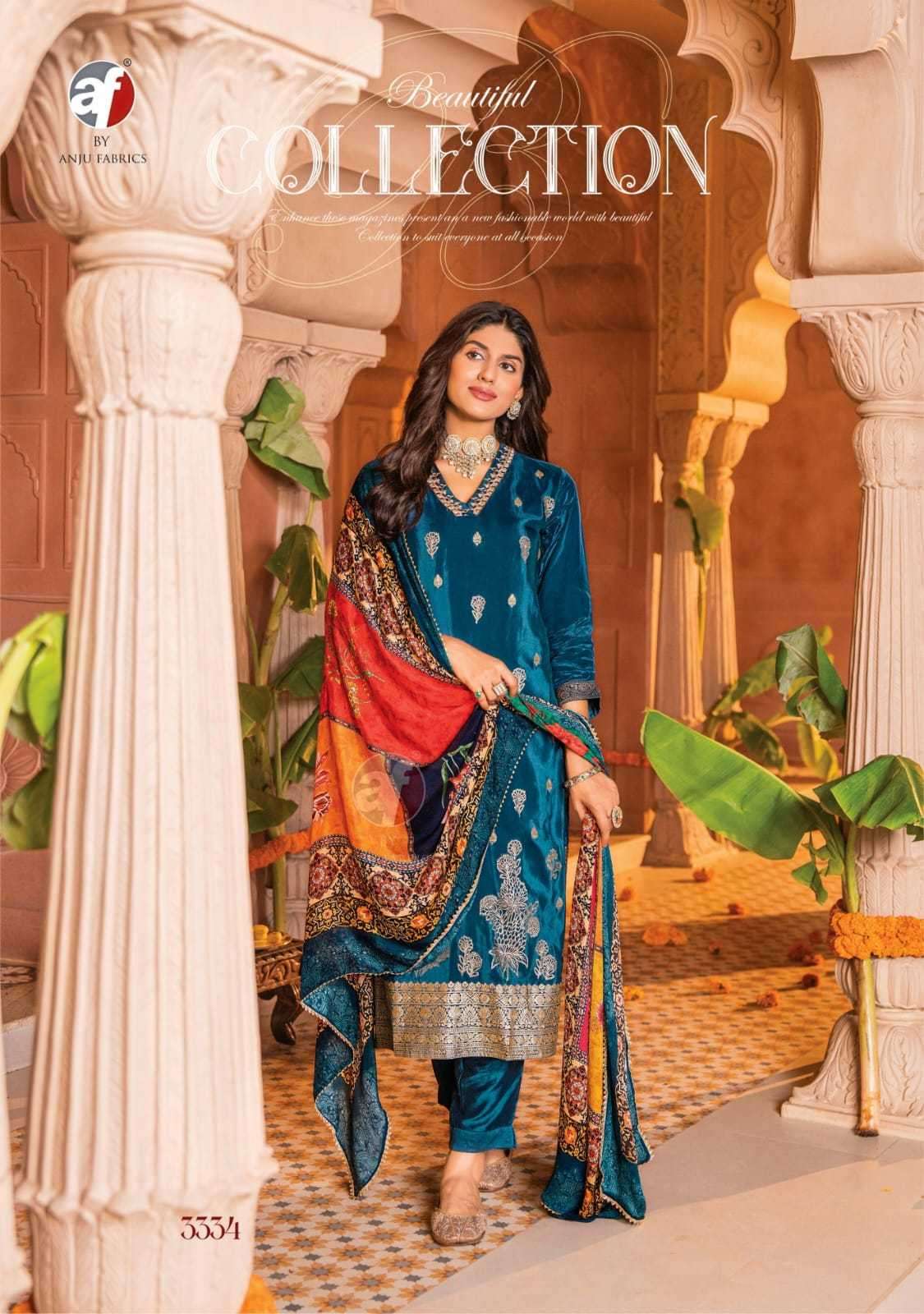 anju fab dastoor vol 4 series 5551-5554 pure crape suit
