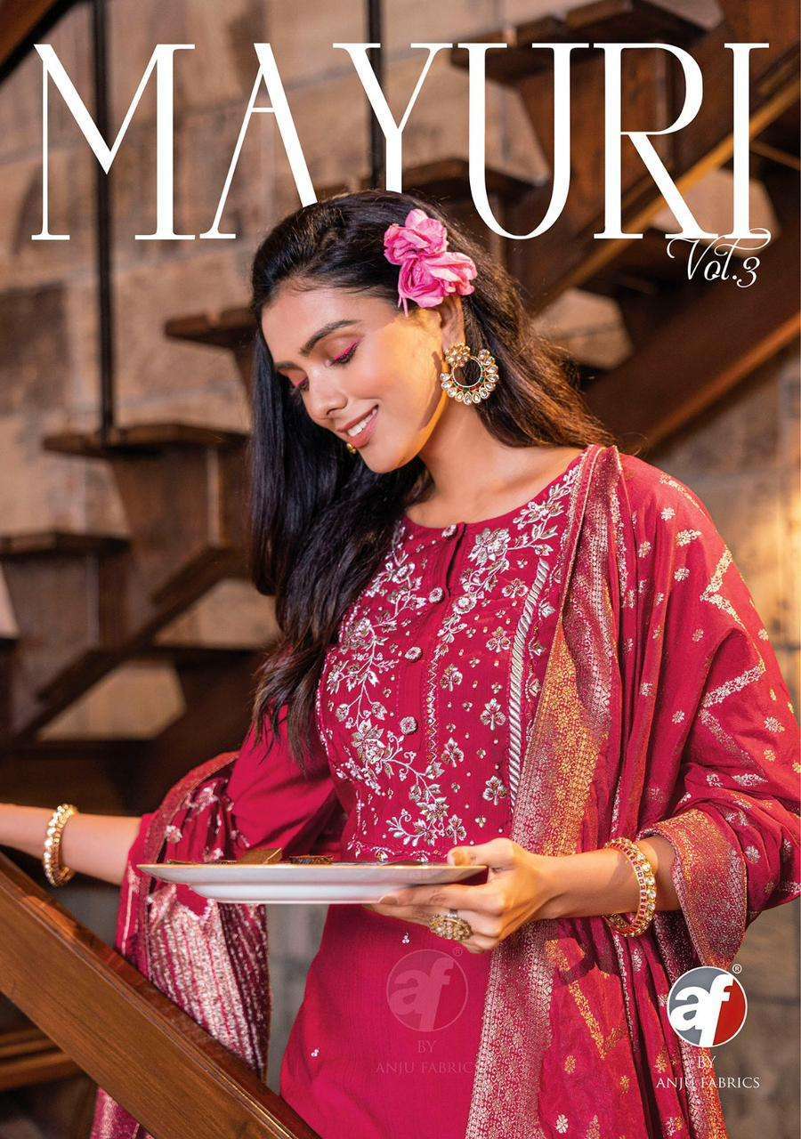 anju fab mayuri vol 3 series 3201-3206 viscose nylon suit 