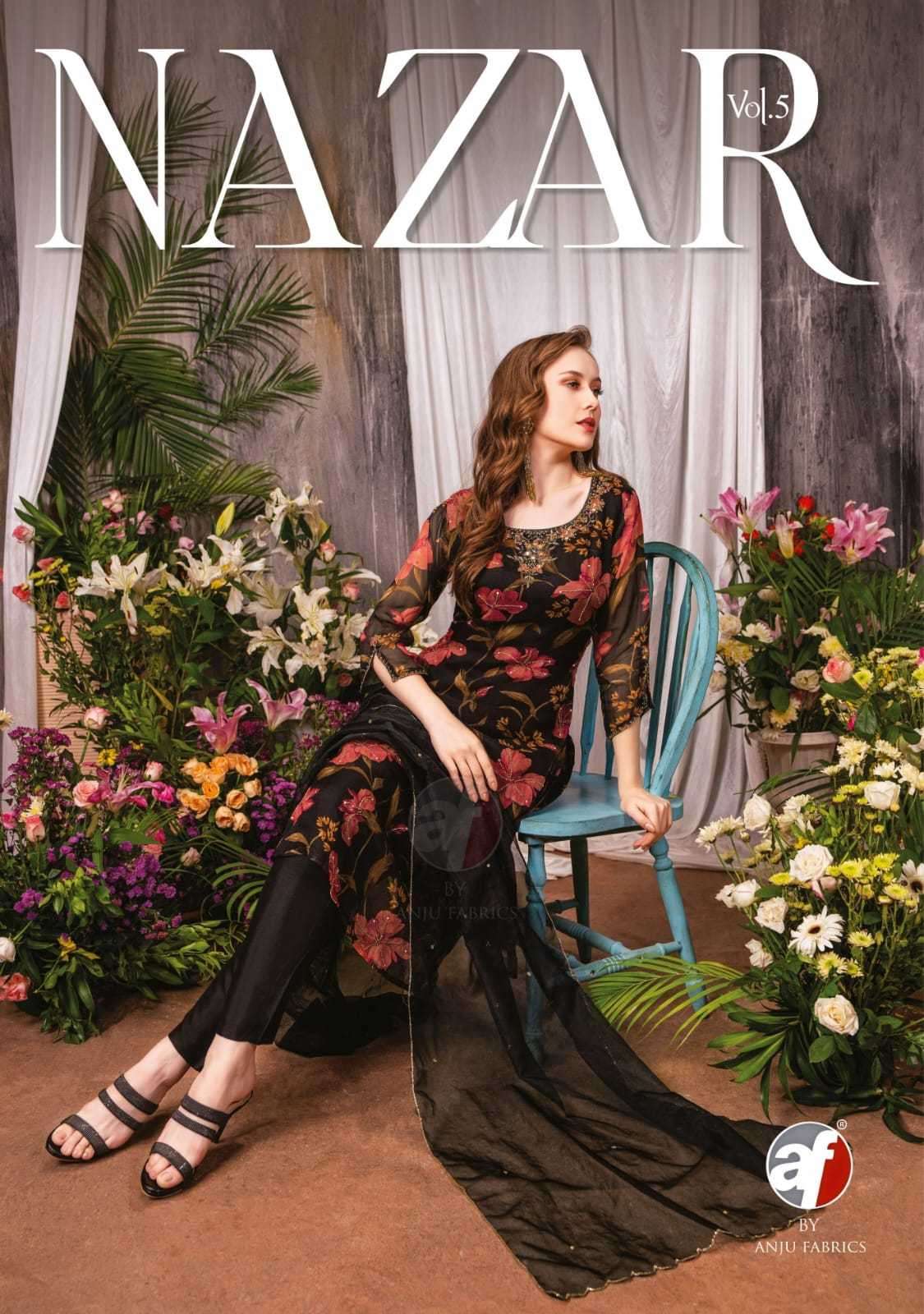 anju fab nazar vol 5 series 3281-3284 pure organza suit 