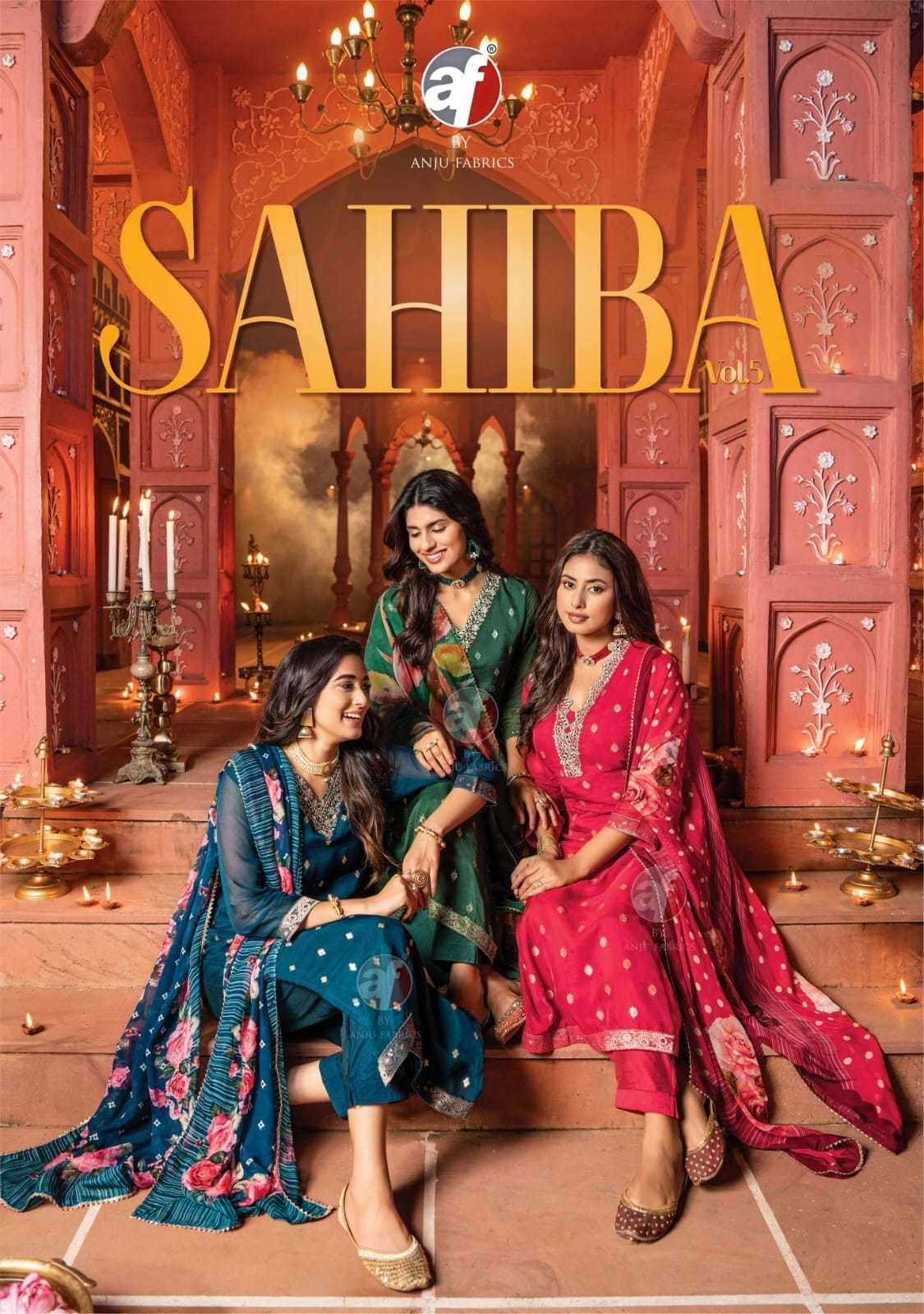 anju fab sahiba vol 5 series 3341-3344 pure organza suit