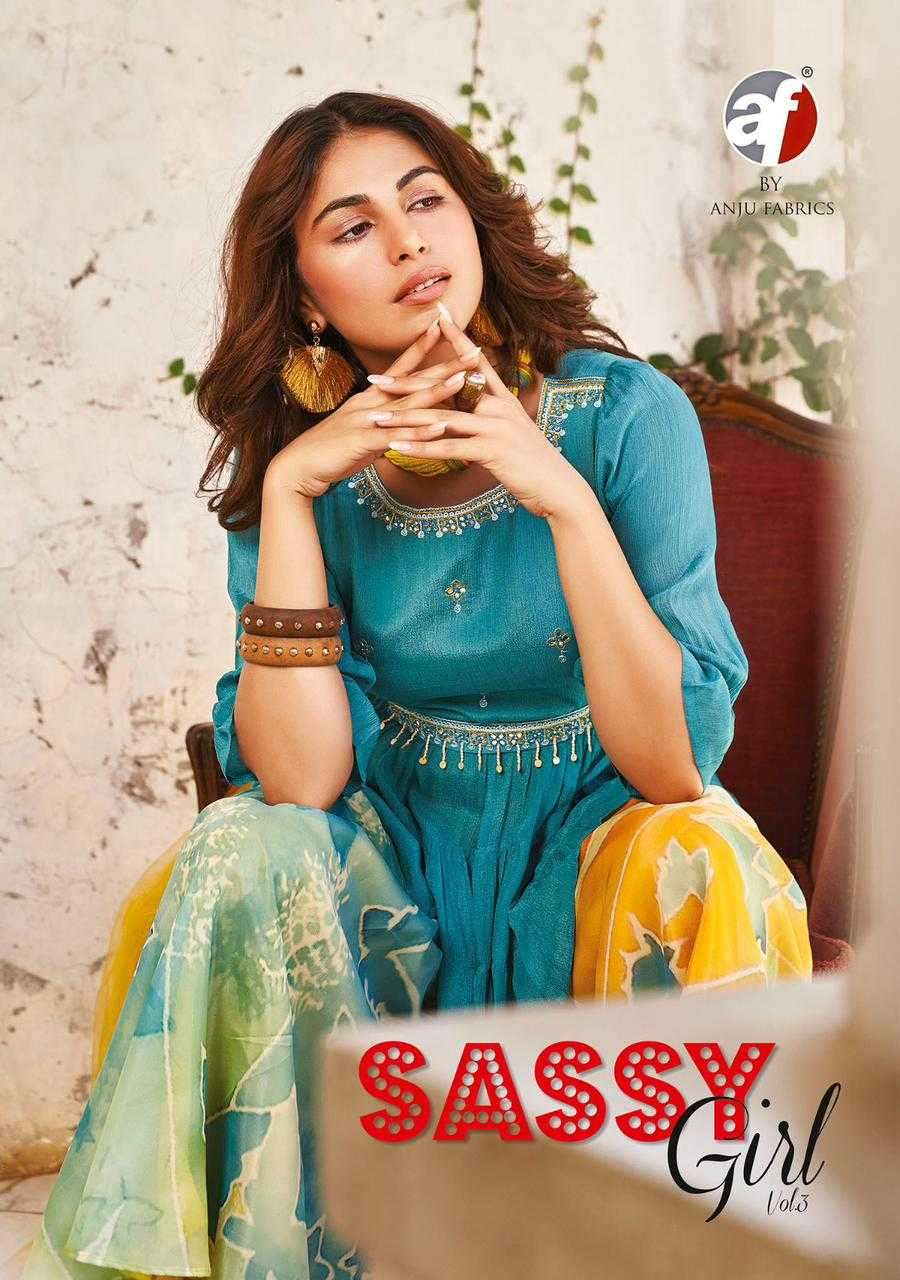 anju fab sassy girl vol 3 series 7221-7226 pure chinon chiffon suit 