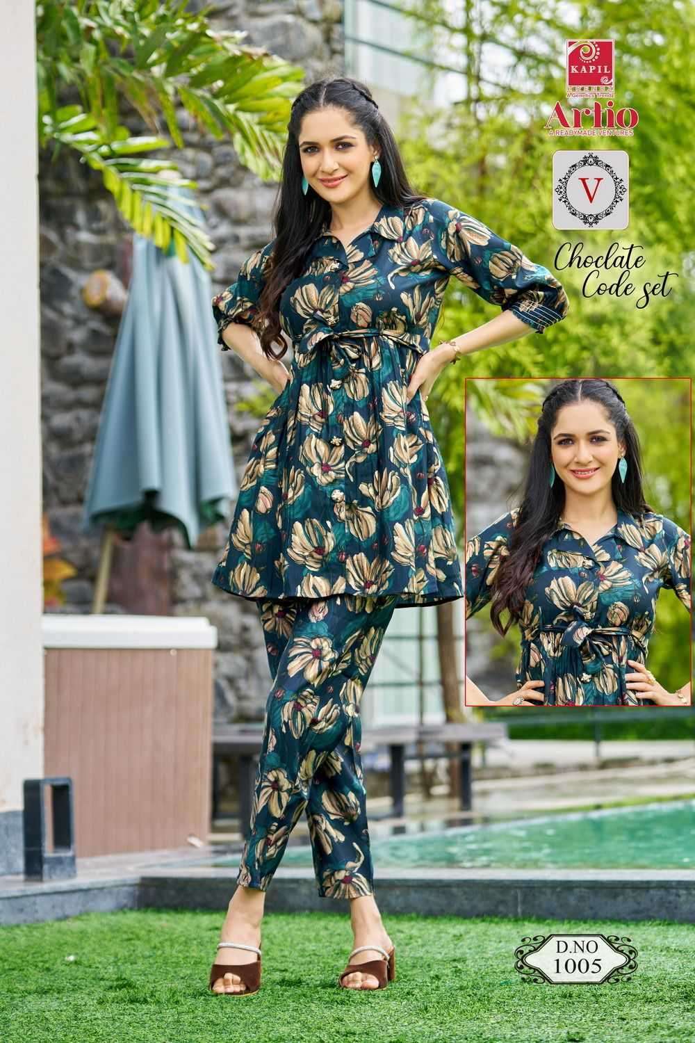 artio choclate series 1001-1013 modal print co-ord sets