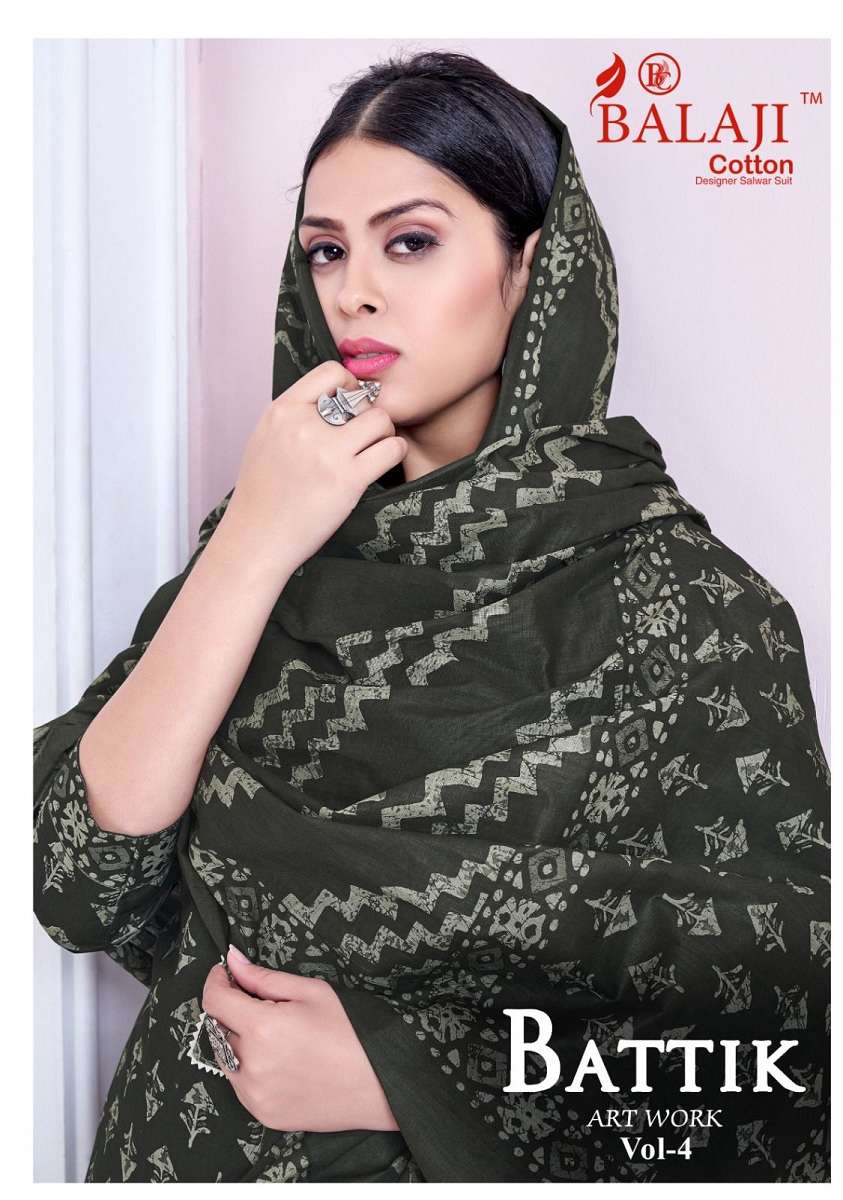 Balaji Battik Cotton Art Work Vol-4 series 4001-4012 Pure Cotton suit
