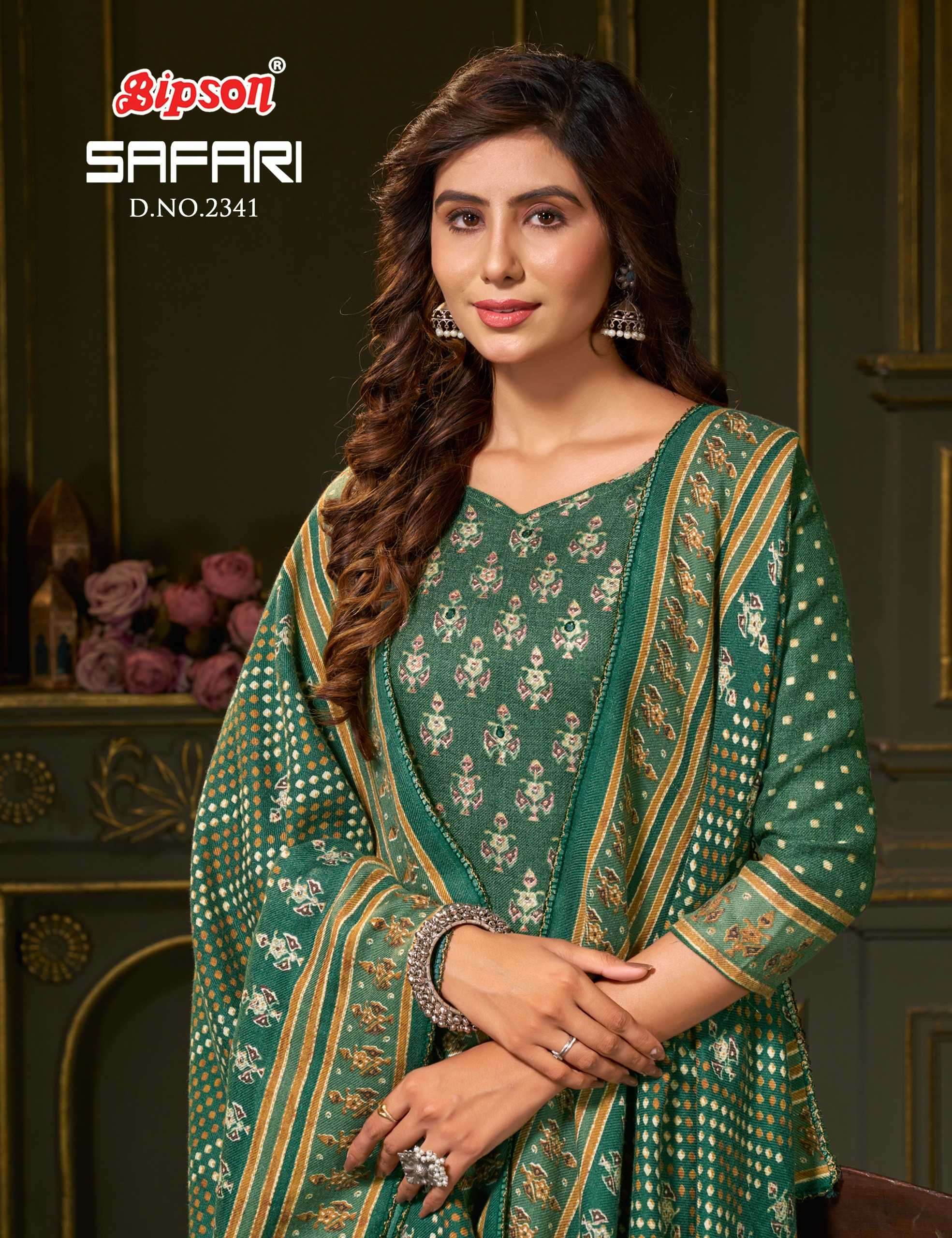 bipson safari 2341-2342 Pure Woollen Safari Pashmina suit