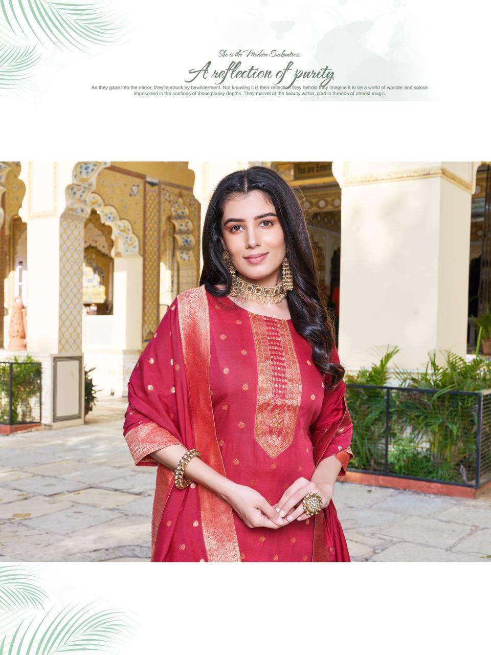 Blossom chanderi dolla jacquard suit 
