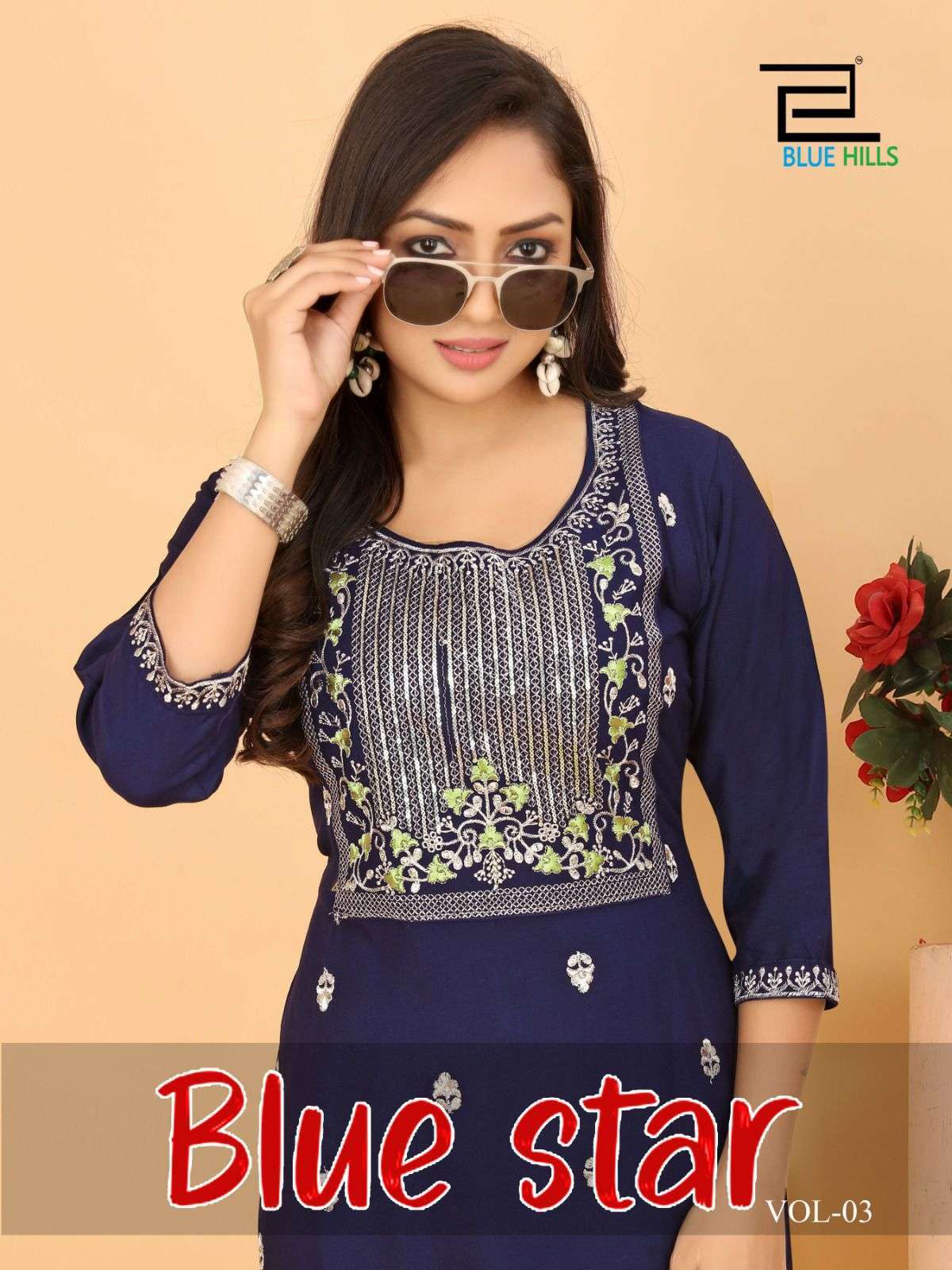 blue hills blue star vol 3 series 3001-3005 rayon 14 kg kurti