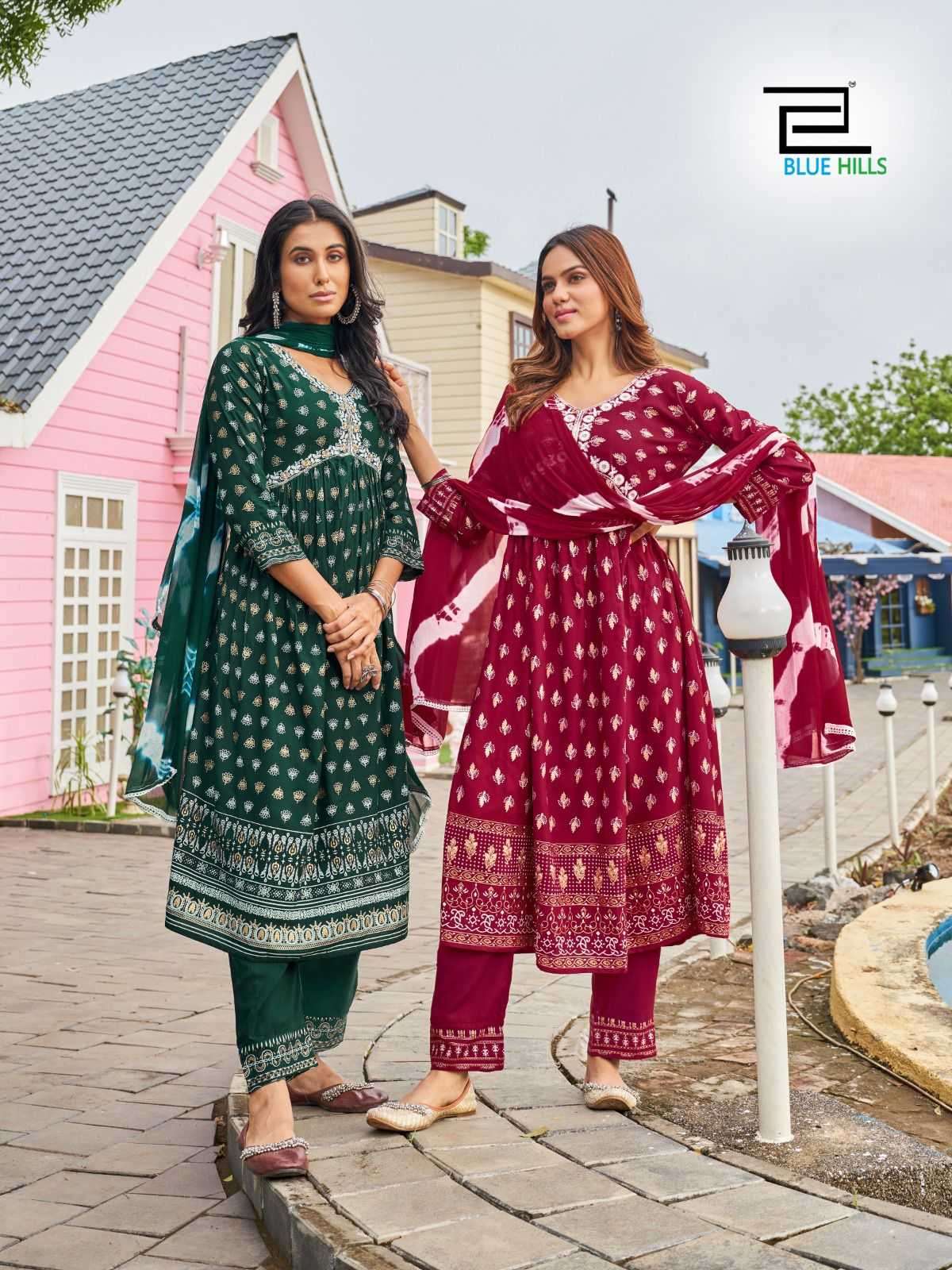 blue hills bollywood tikka vol 3 series 1001-1008 Rayon foil print suit