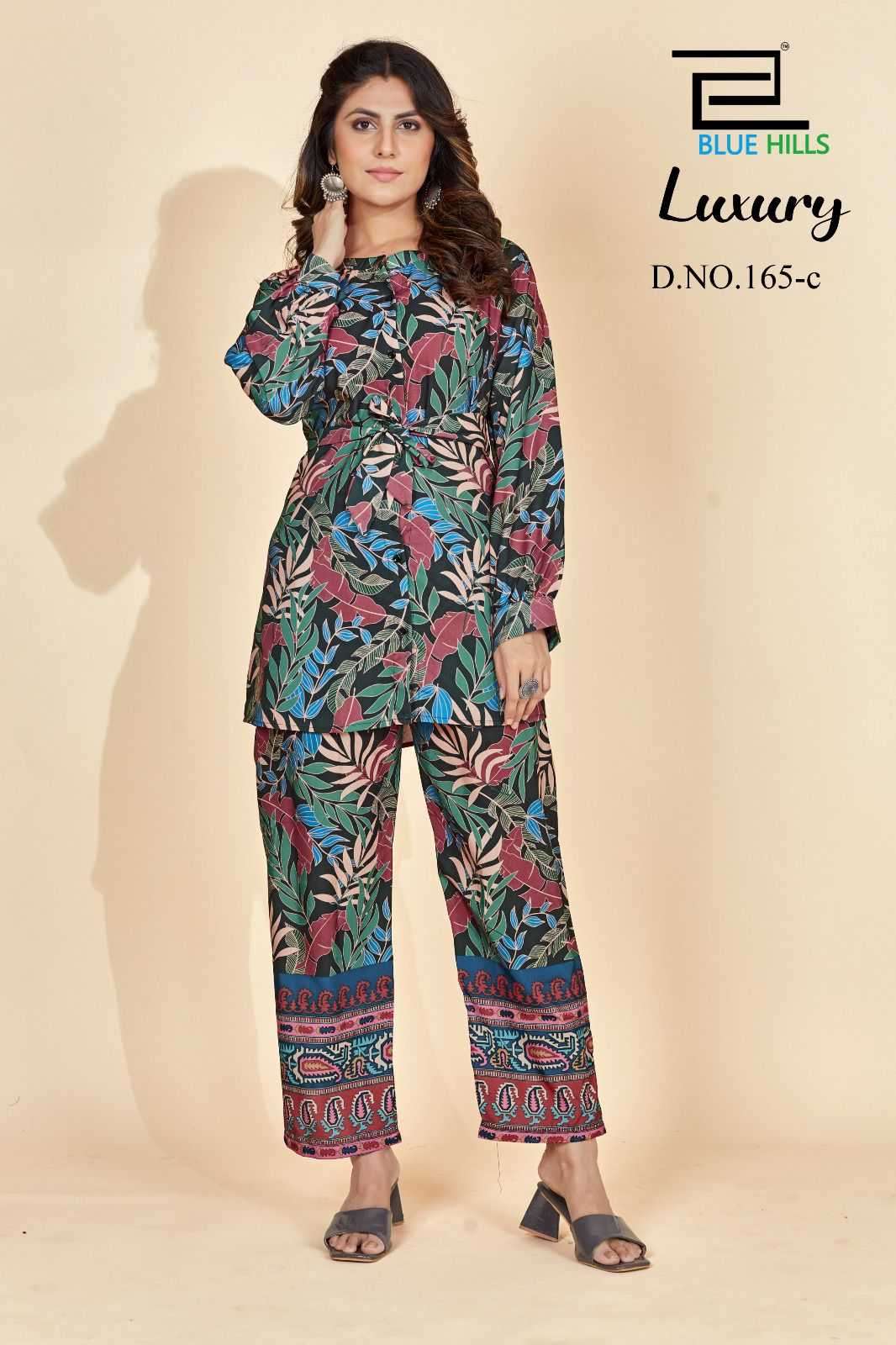 blue hills luxury rayon print co-ord sets