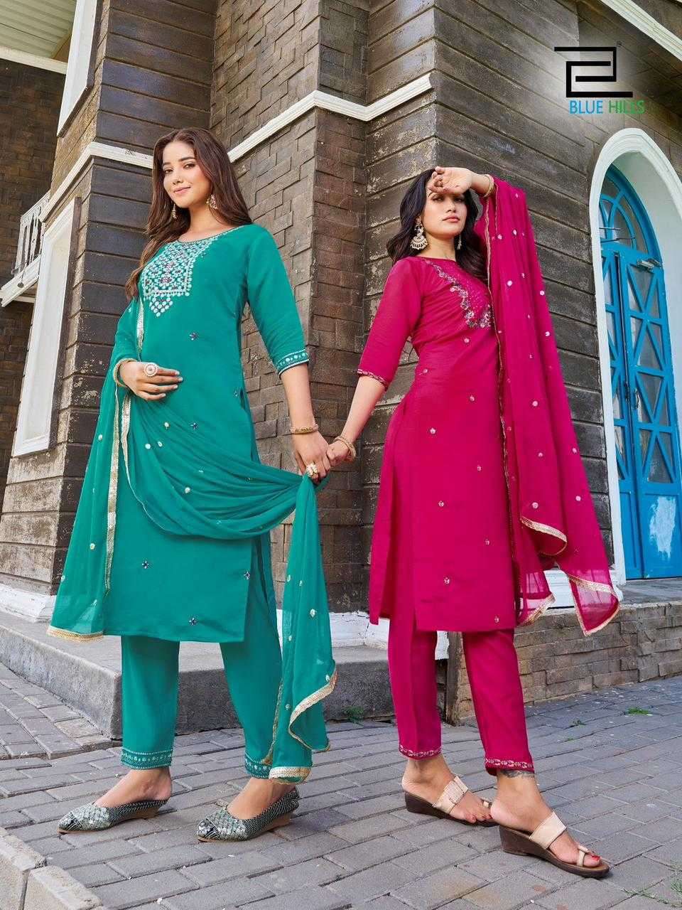 blue hills rasmalai series 1001-1006 Roman Silk suit