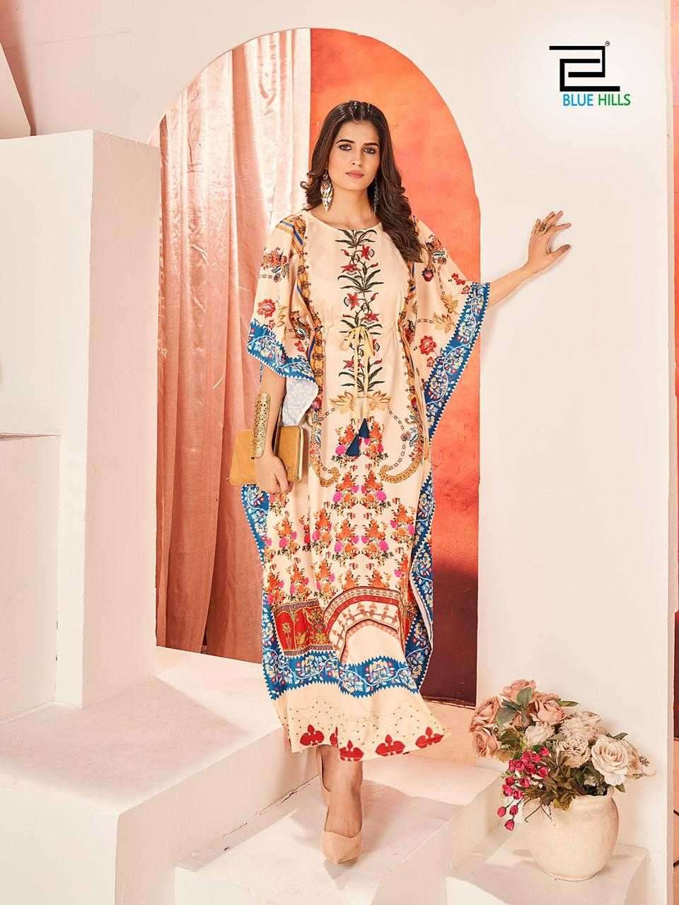 blue hills stare vol 25 series 25001-25004 heavy crape print kaftan