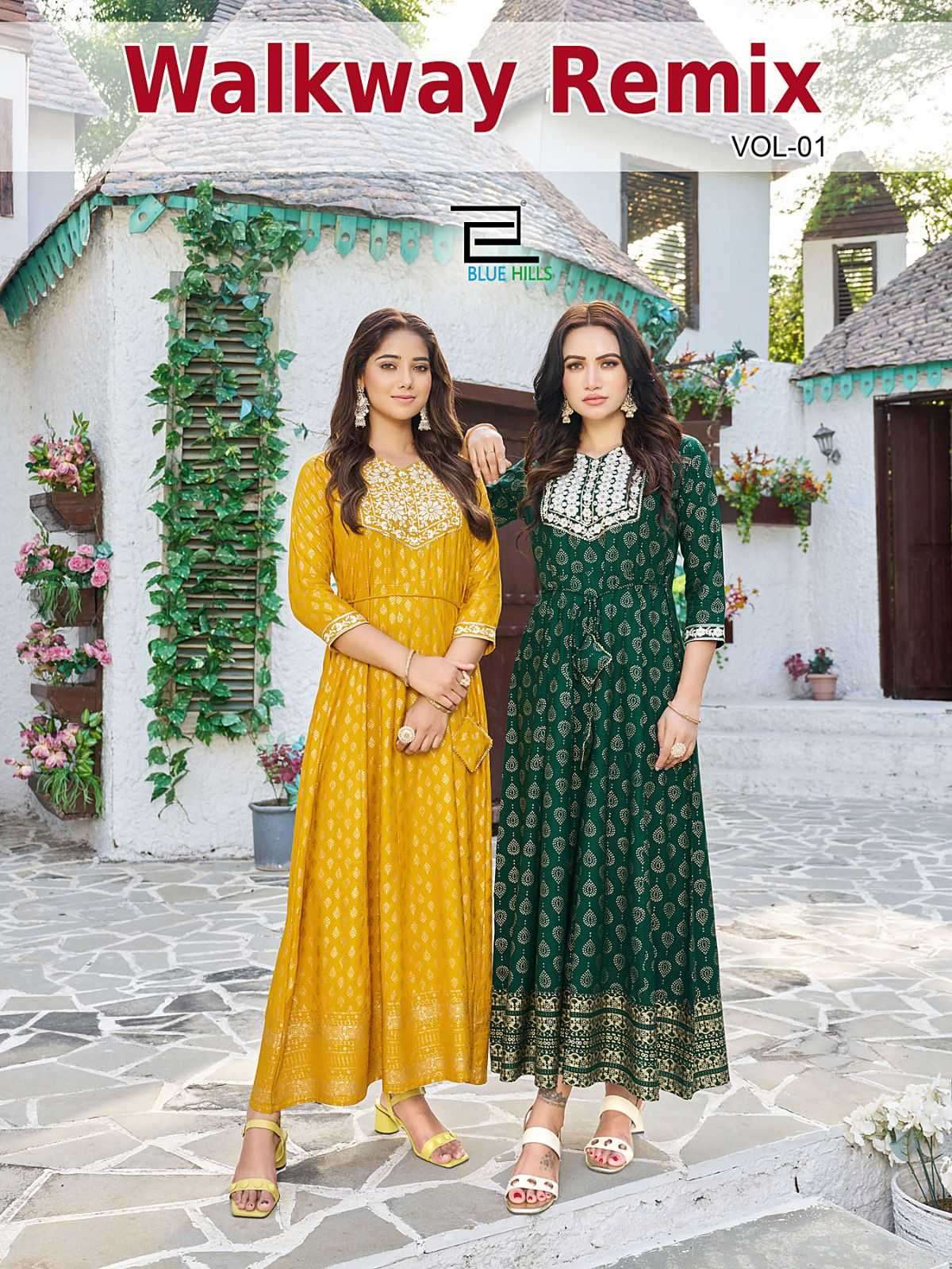blue hills walkway remix vol 1 series 1001-1008 rayon Anarkali Gown 