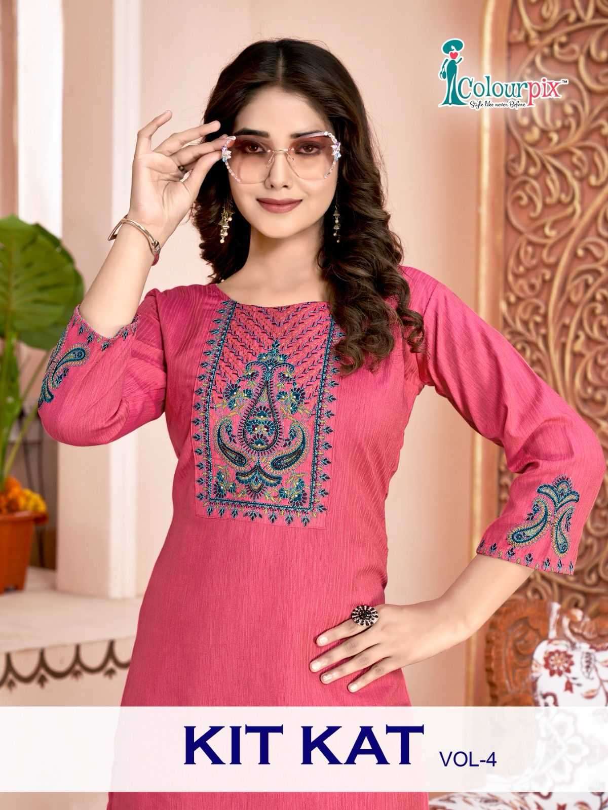colourpix kit kat vol 4 series 4001-4006 fancy Heavy Slub Rayon kurti