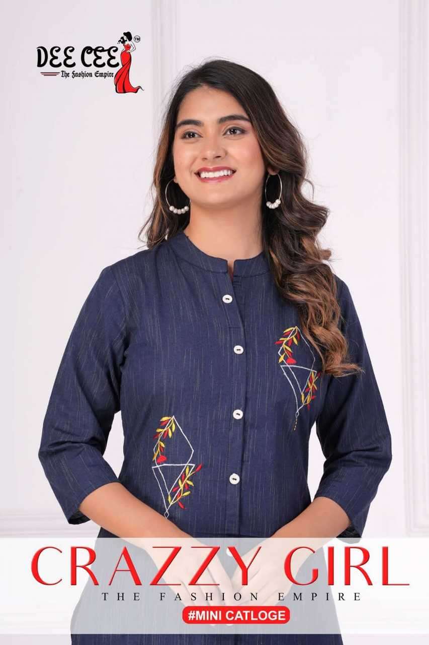 dee cee crazzy girl series 101-104 cotton yarn died kurti