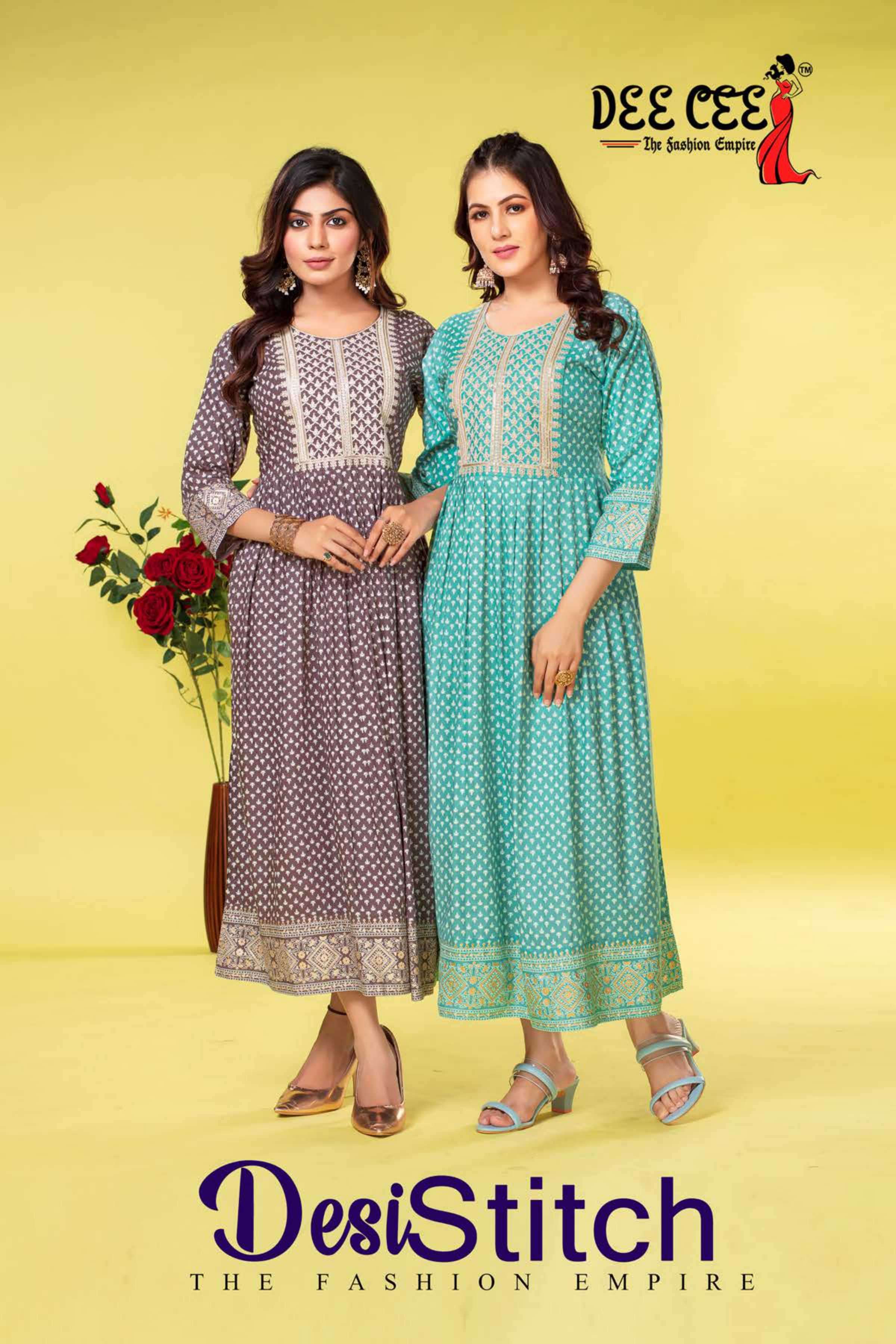 dee cee desistitch series 101-106 heavy rayon kurti 