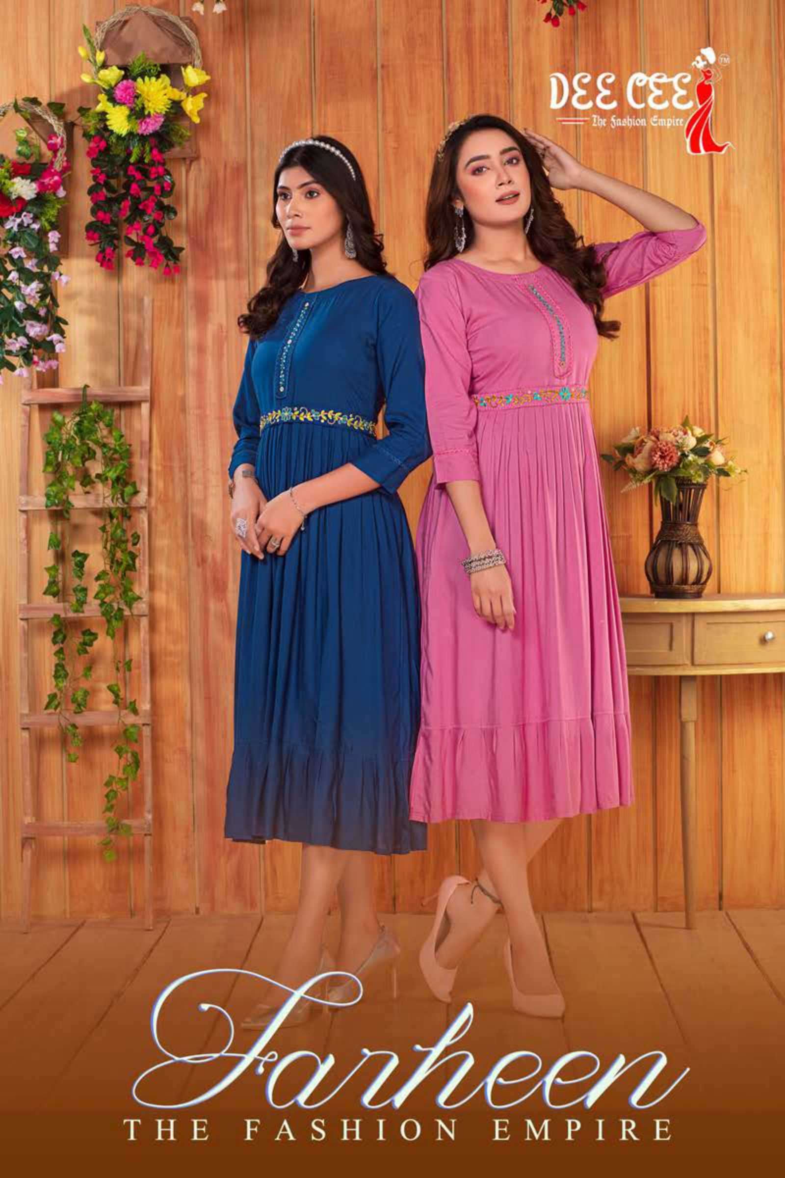 dee cee farheen series 101-106 heavy plain rayon kurti 