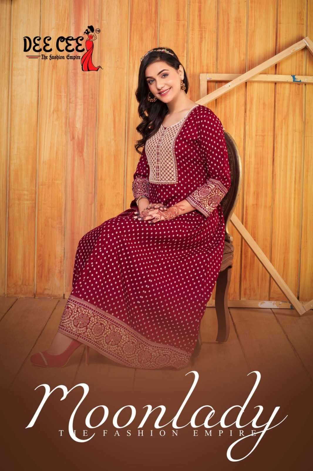 dee cee moonlady series 101-106 heavy rayon kurti 