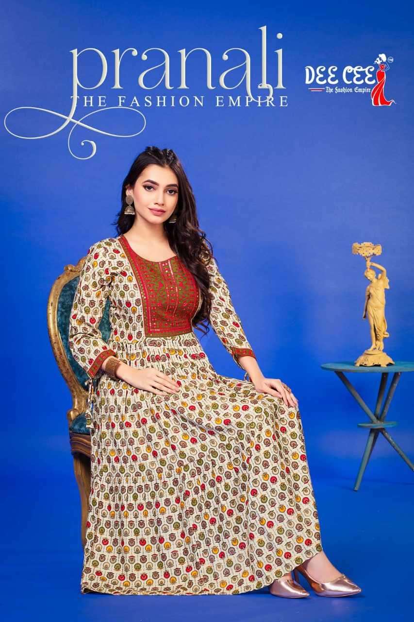  dee cee Pranali series 101-106 heavy rayon kurti