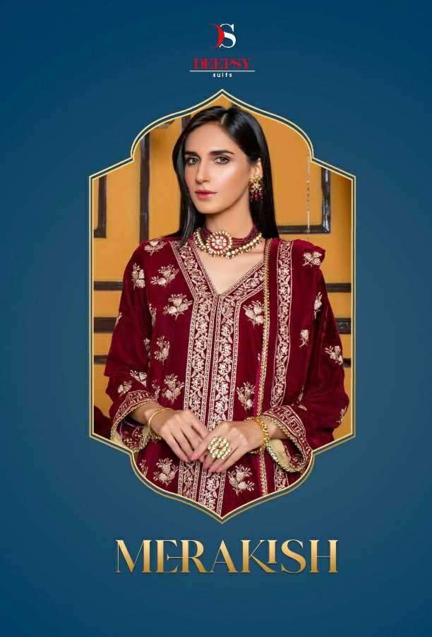 deepsy suits merakish series 1211-1215 Pure velevt with embroidery suit