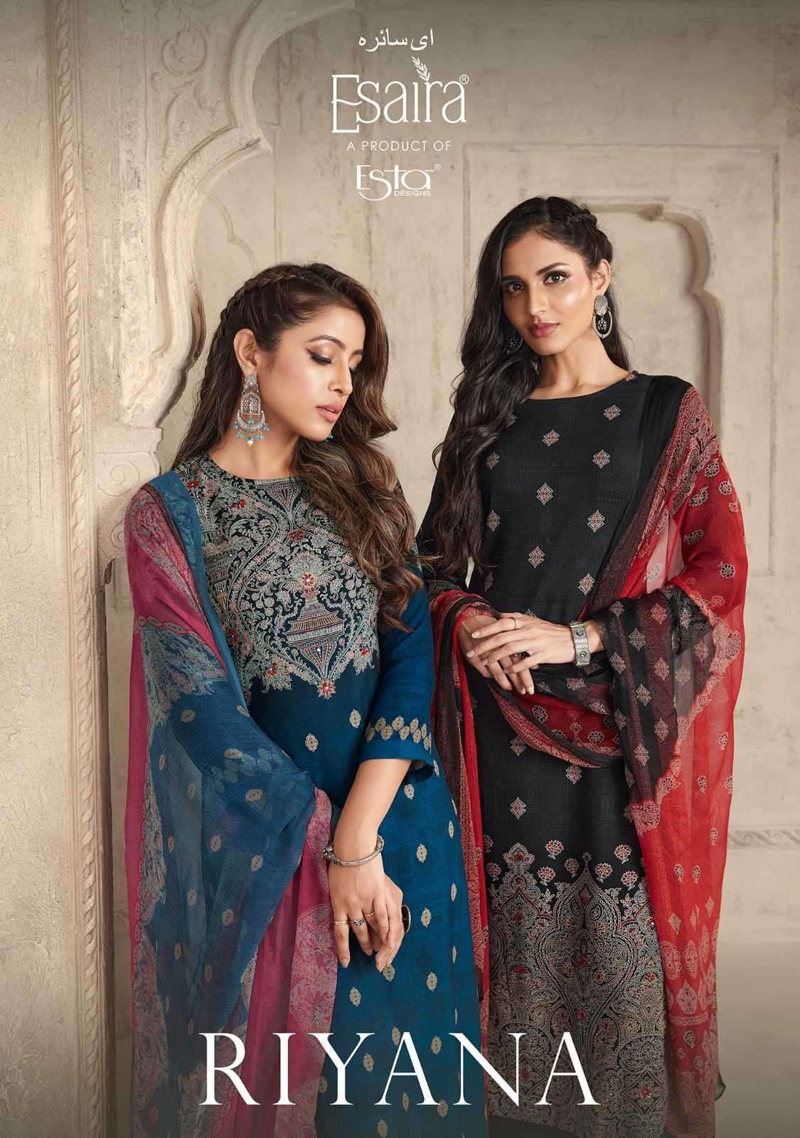 esta esaira riyana series 1001-1010 digital printed pashmina suit 