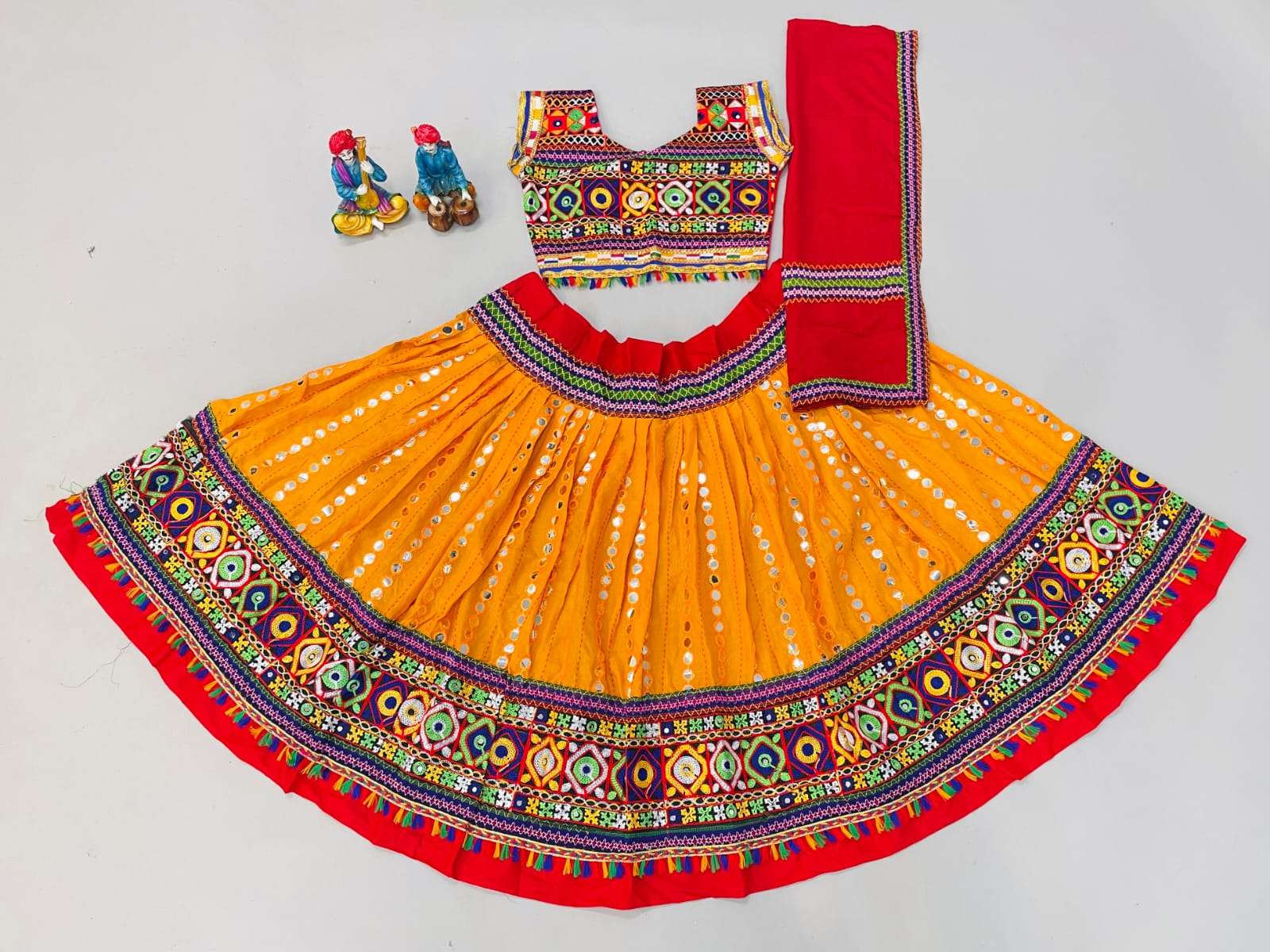 foil mirror designer pure cotton navratri lehenga 