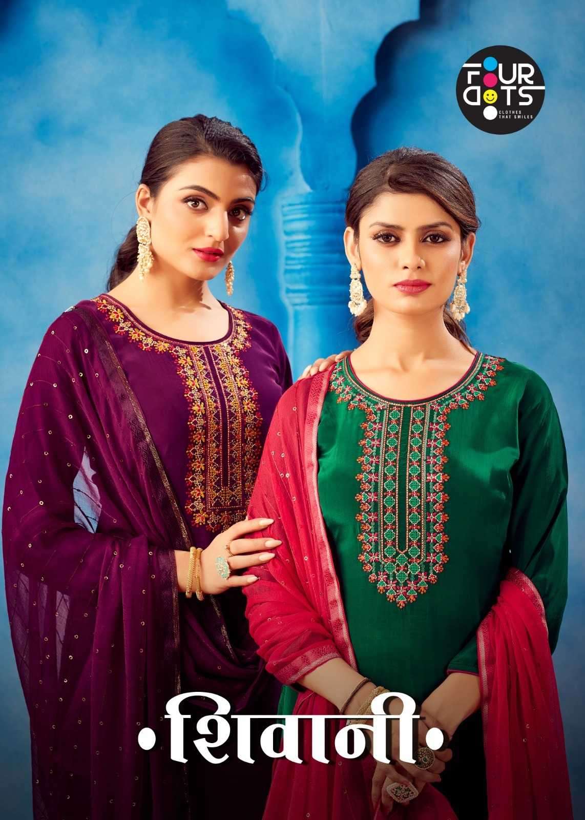 Fourdots shivani series 10321-10324 Pure Natural Crep With Work suit