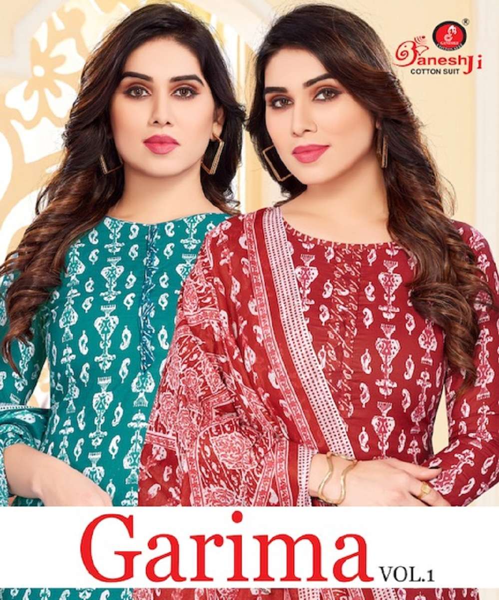 Ganeshji Garima Vol â€“ 1 series 1001-1008 Pure Cotton Printed suit