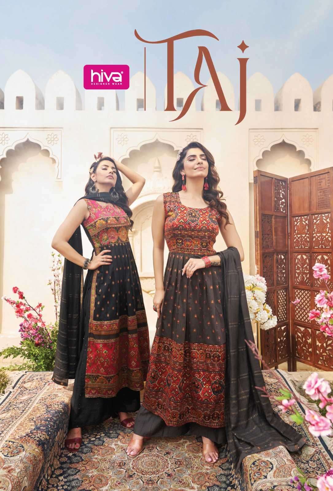 hiva designer taj series 1101-1104 Heavy Jequard with hand work suit