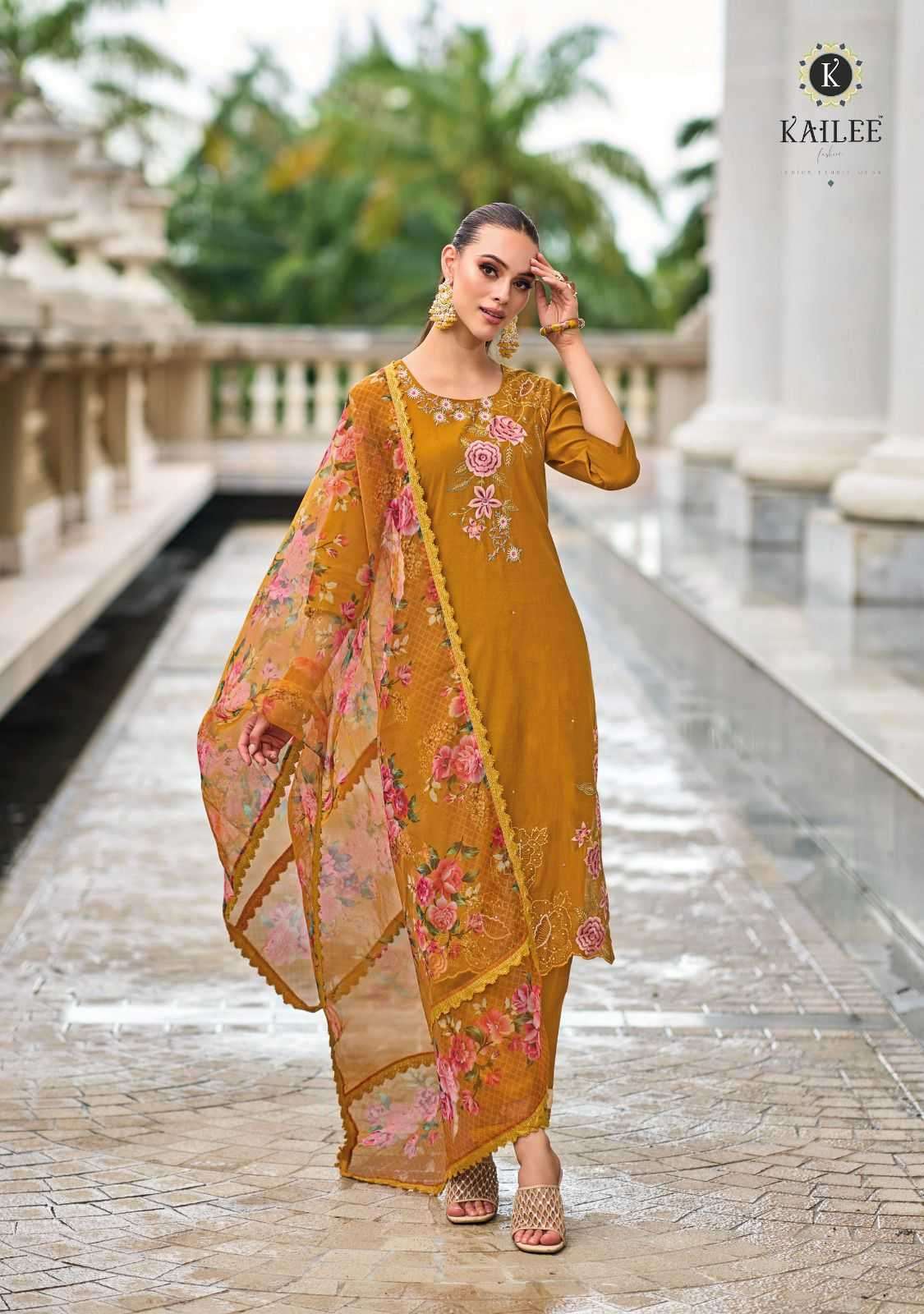 kailee nazakat vol 3 series 42351-42355 pure viscose silk suit 