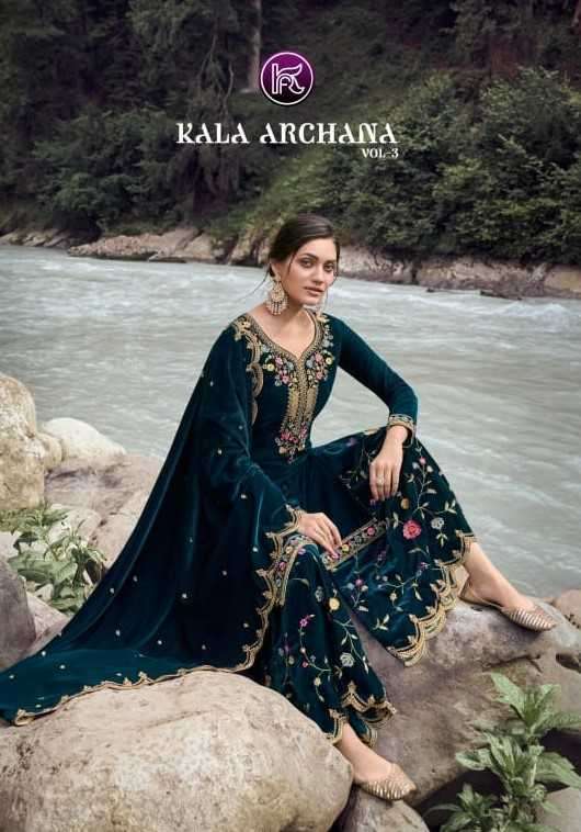 kala fashion kala archana vol 3 series 3001-3004 velvet 9000 suit 