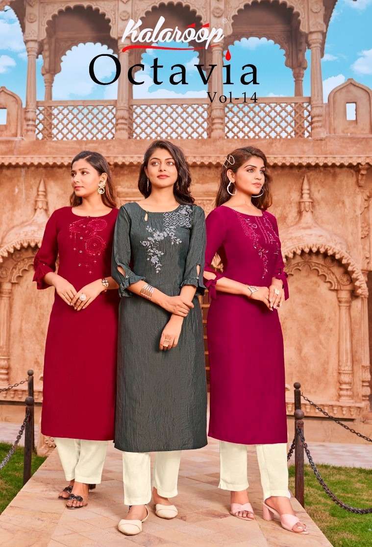 kalaroop octavia vol 14 series 13833-13838 Heavy parampara silk kurti