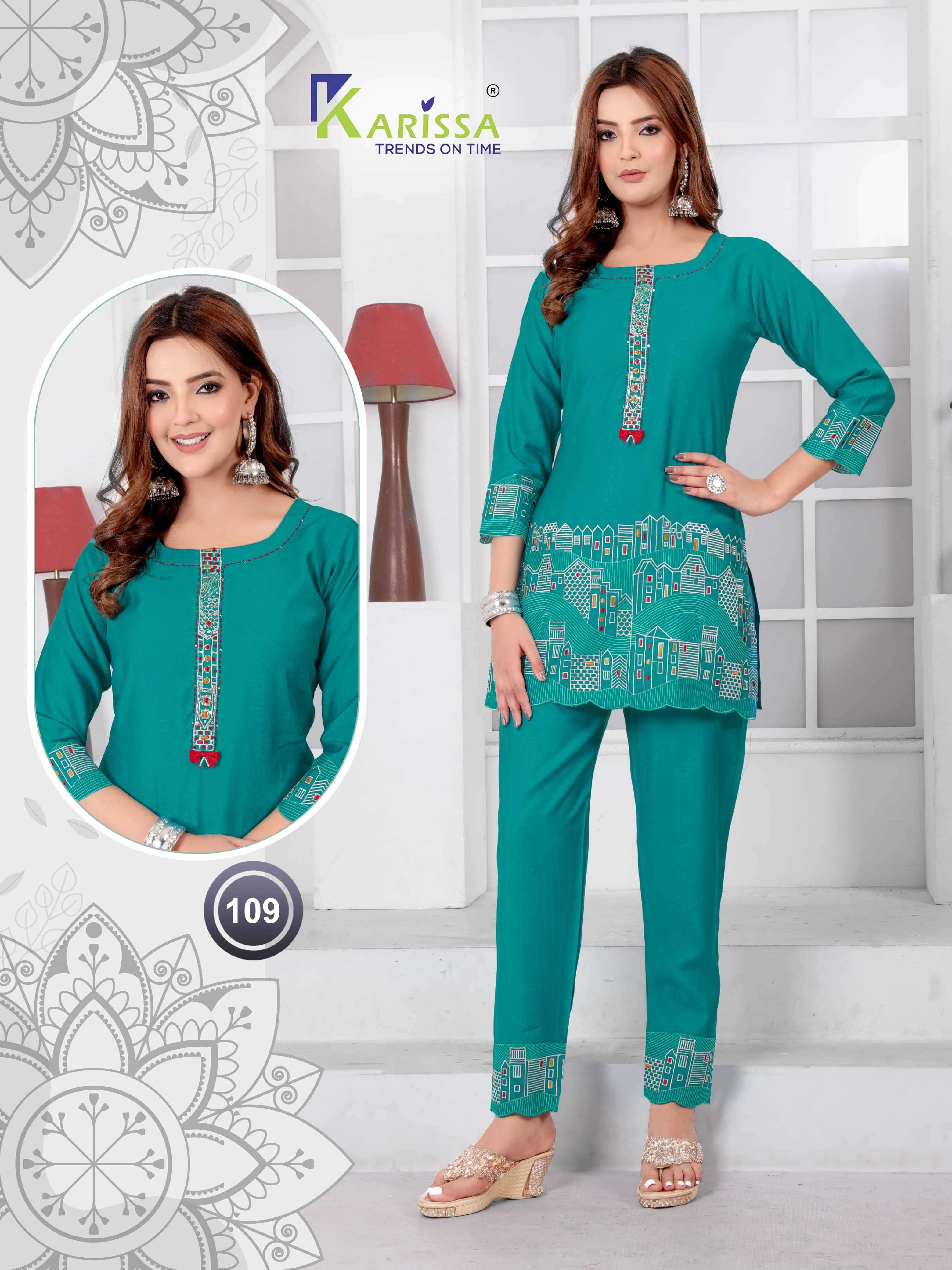 karissa co-ord series 108-109 Premium pure liva feather touch Viscose  SILK co-ord sets