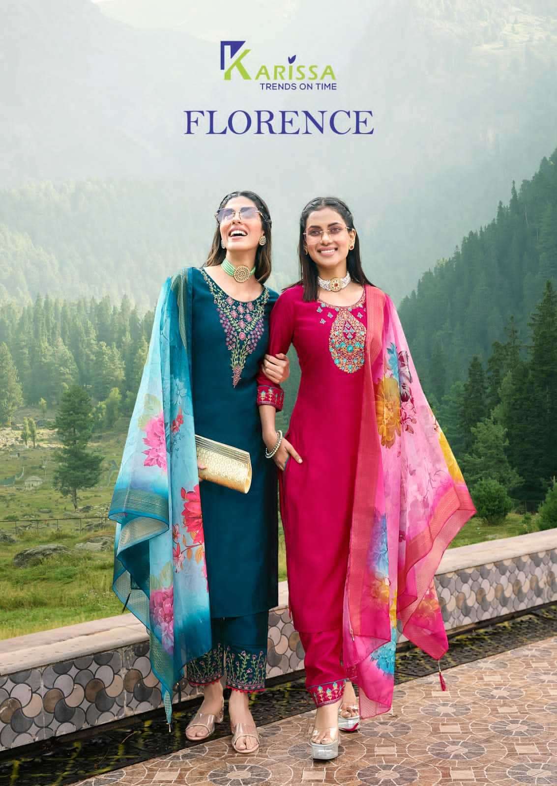 karissa florence series 1001-1004 Premium pure Viscose Roman SILK suit