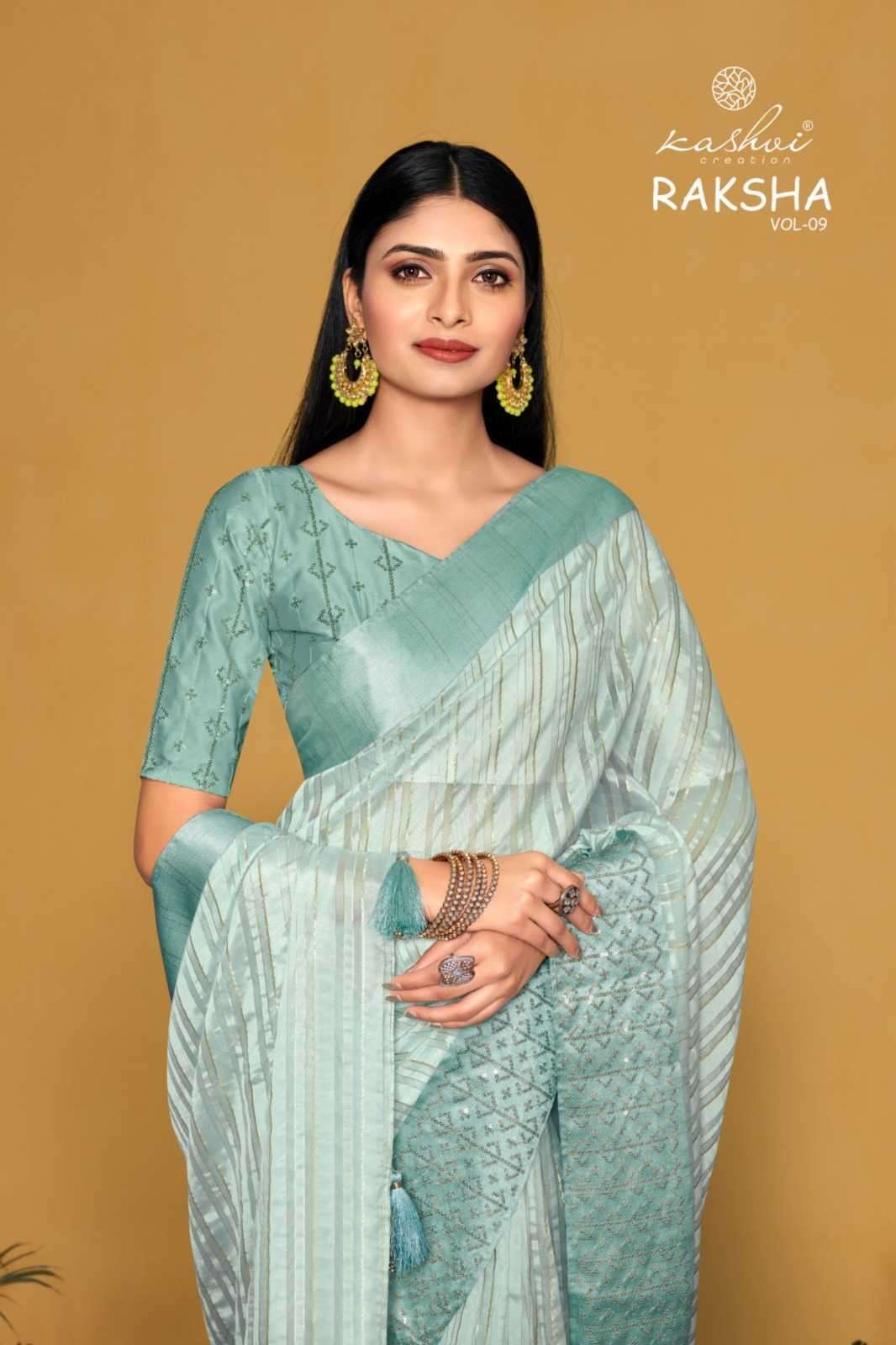 kashvi raksha vol 9 series 1001-1008 organza saree