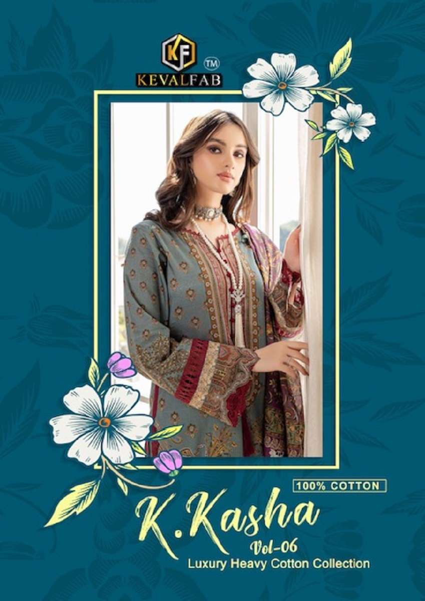 Keval Fab K Kasha Luxury Heavy Cotton Collection Vol-6 series 6001-6006 pure cotton suit