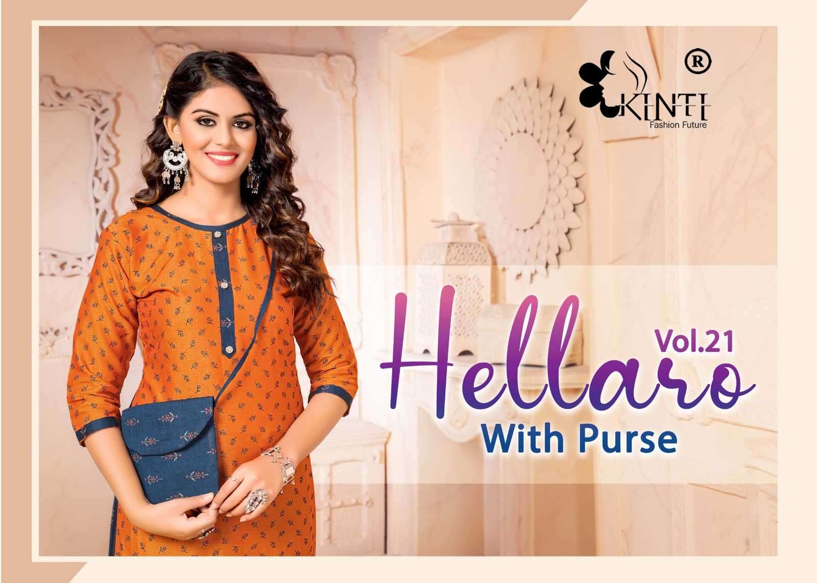 kinti hellaro vol 21 series 2101-2108 Reyon two tone Foil Print kurti