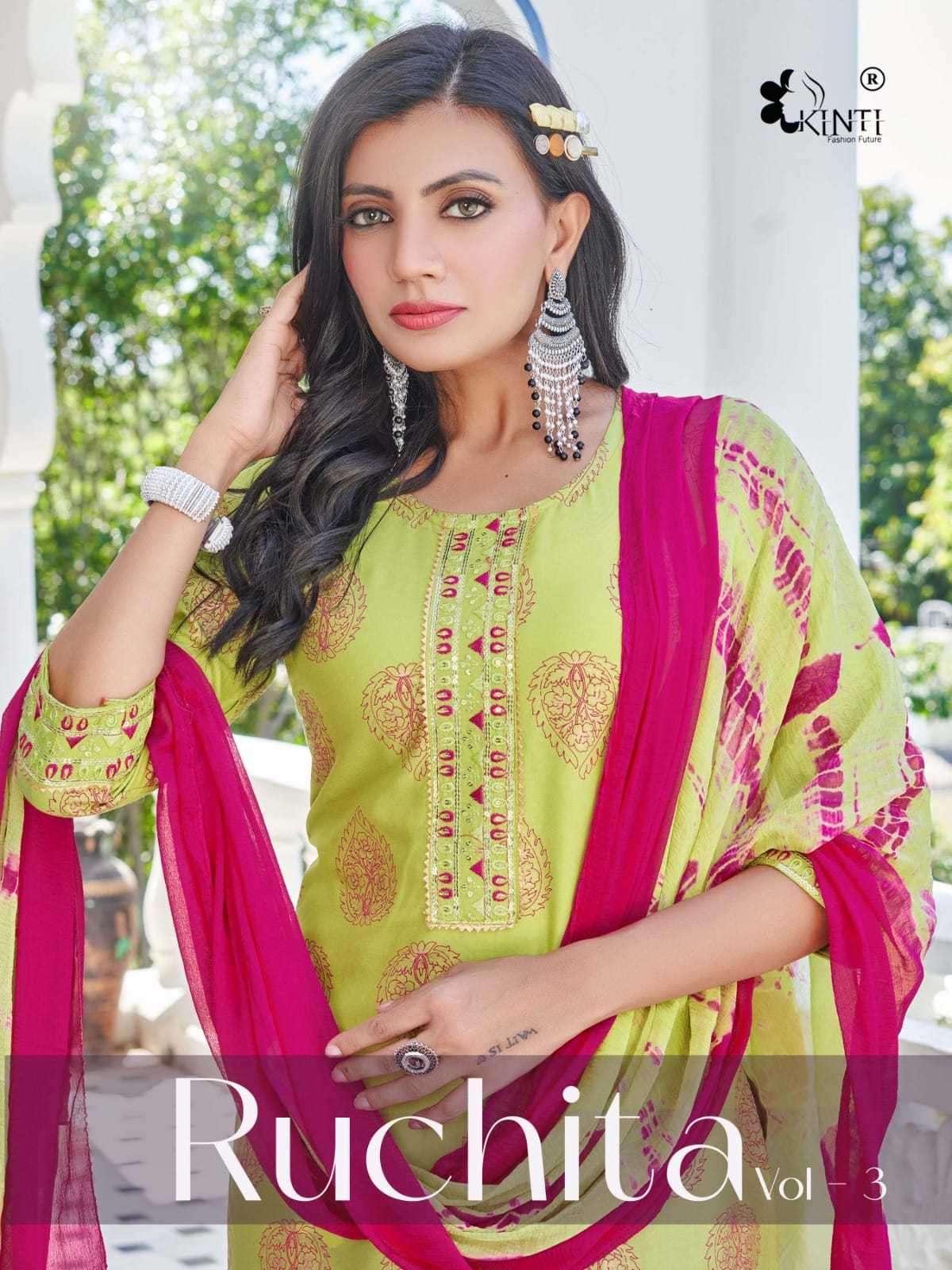 kinti ruchita vol 3 series 1001-1006 Heavy RAYON suit
