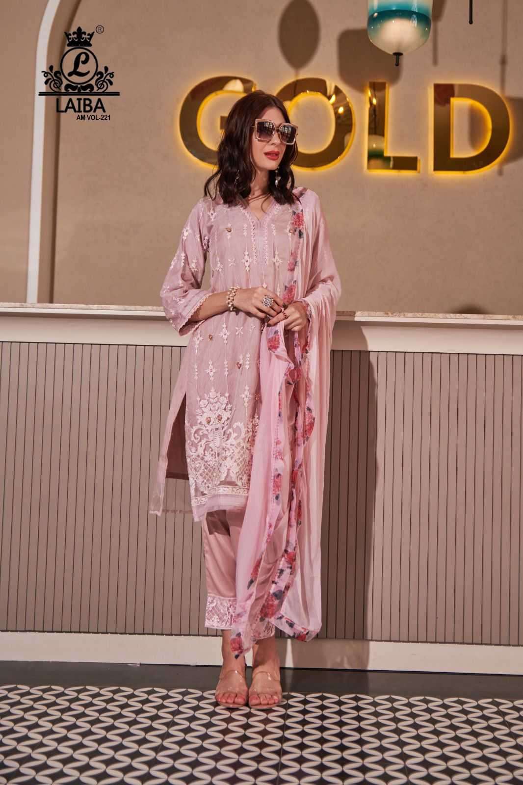 laiba am vol 221 Pure organza  with crepe inner suit
