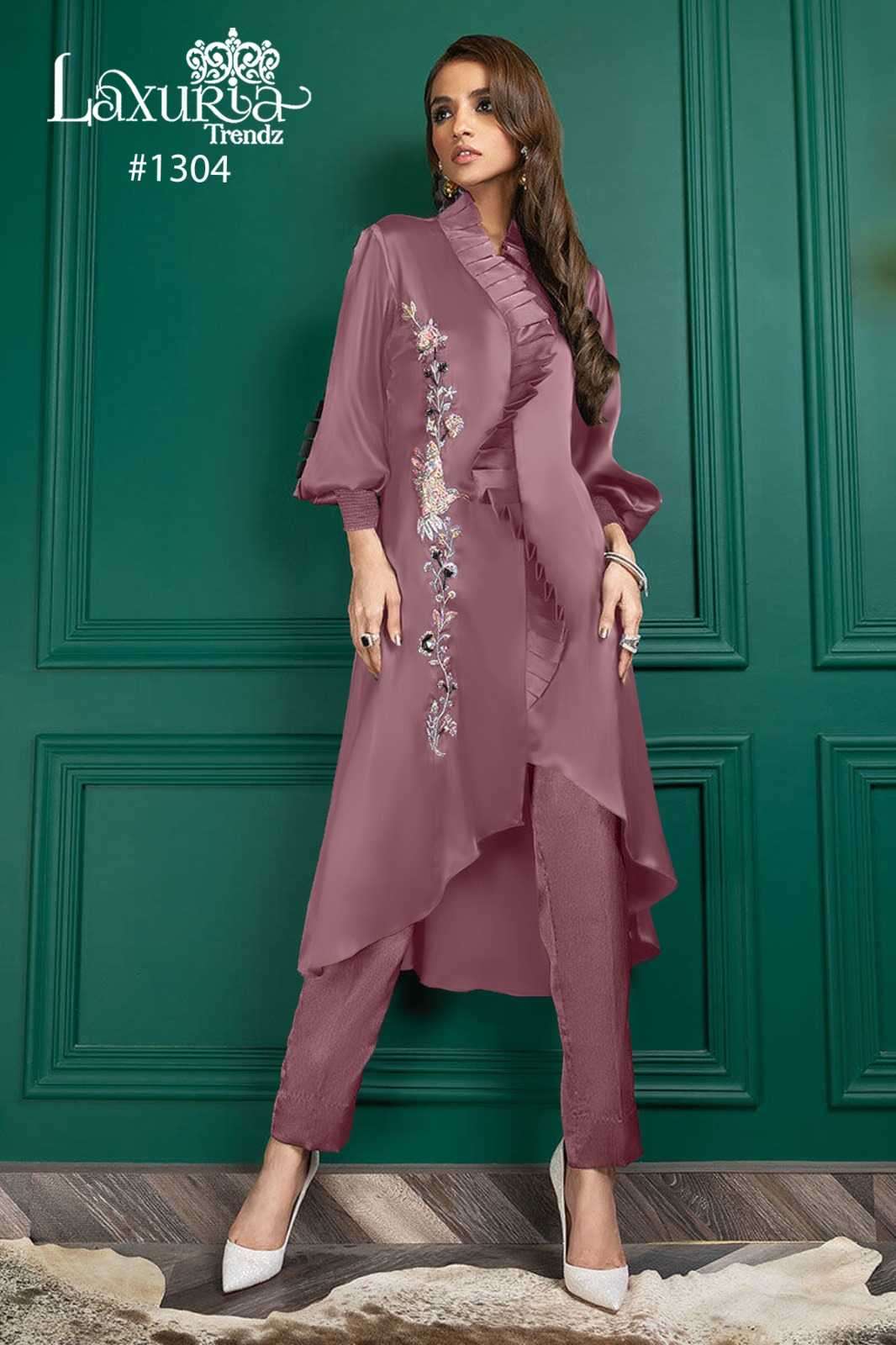 laxuria 1304 BSY Satin  Designer Tunic with Gorgeous Handwork Â£ sleeves