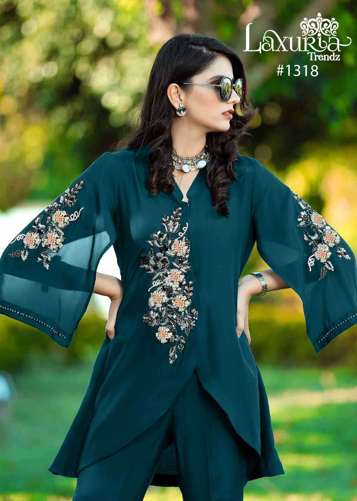 laxuria 1318 BSY Satin Designer Tunic with Gorgeous Handwork Â£ sleeves