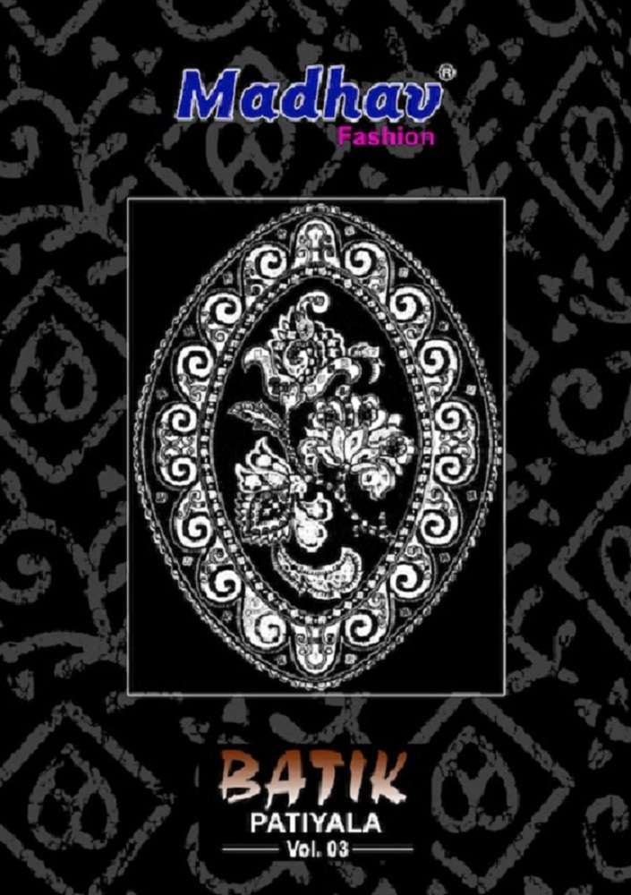 Madhav Batik Patiyala Vol-3 series 3001-3010 Heavy Cotton Printed suit