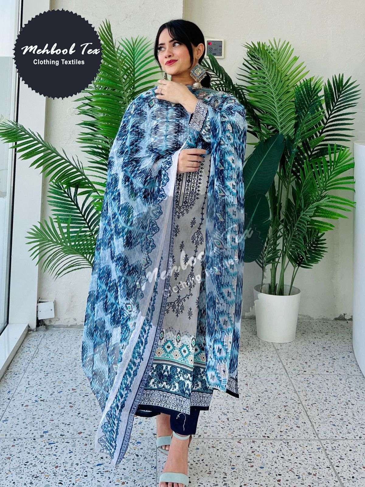 mehboob tex 1112 designer semi lawn suit 