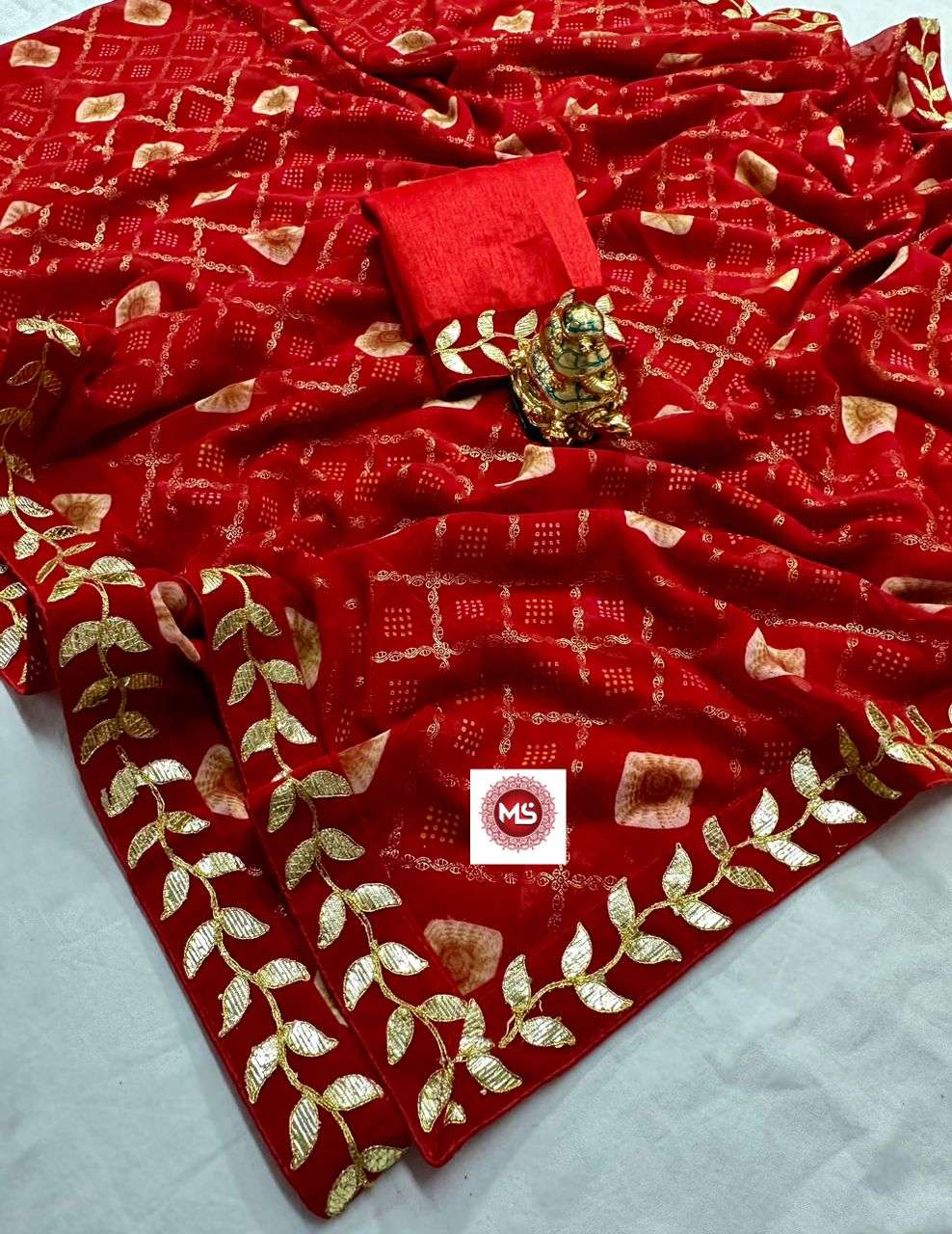 ms brand bandhni designer georgette bandhani saree