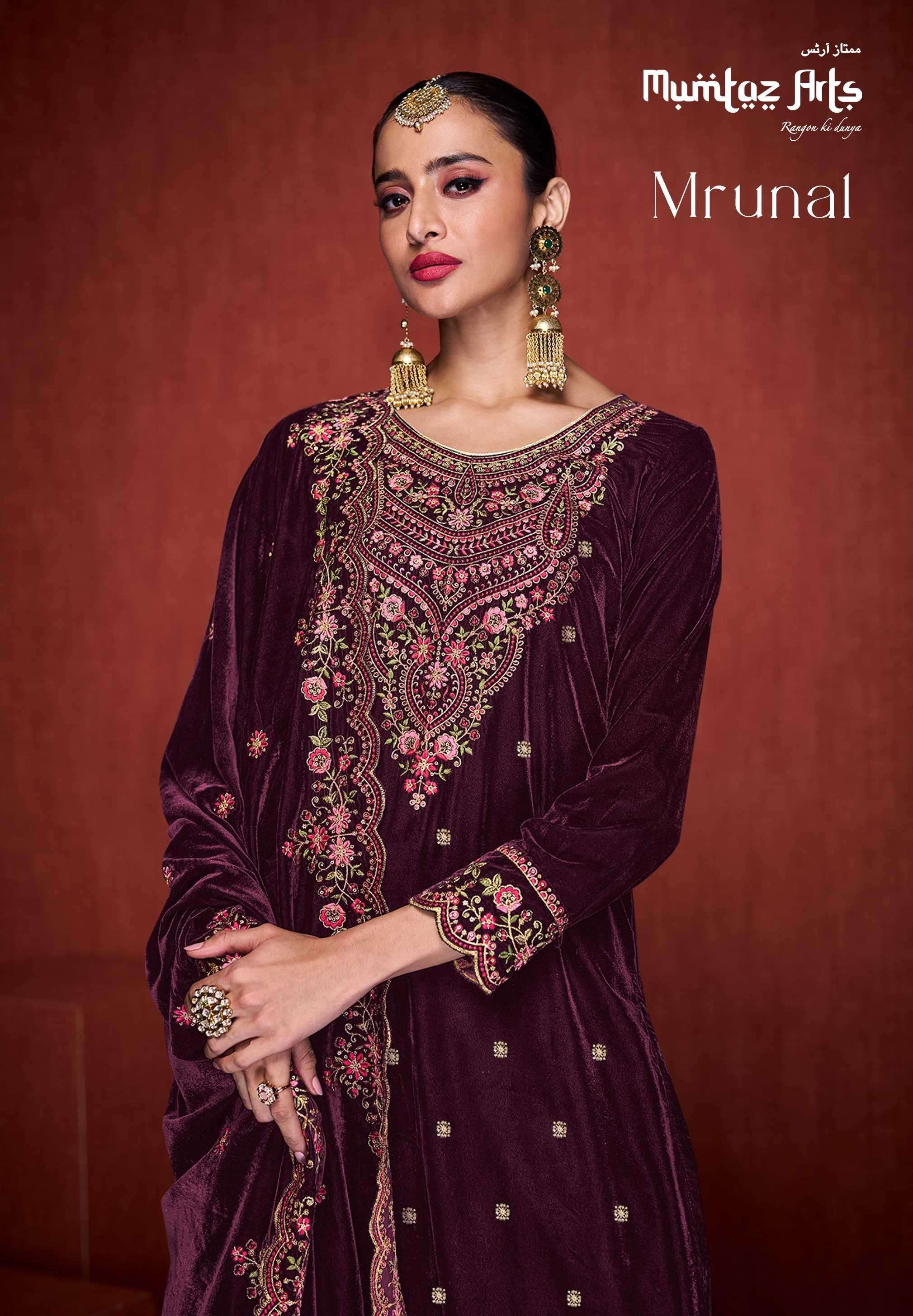 mumtaz arts mrunal series 15001-15004 pure velvet suit