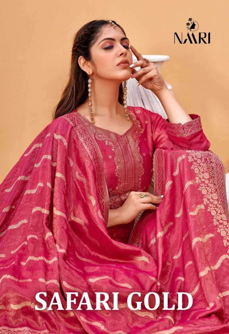 naari safari gold series 40001-40004 pure simer jacuqard suit 