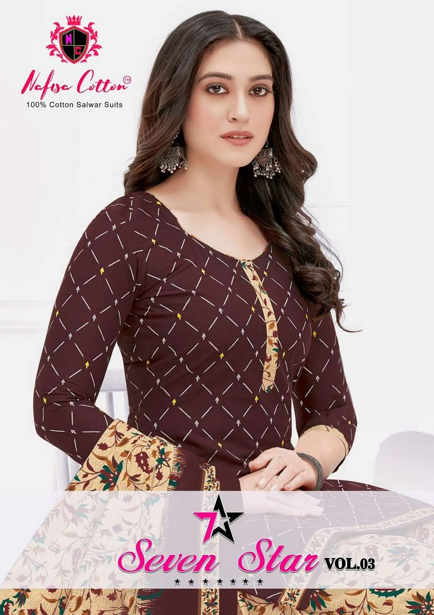 Nafisa Seven Star Vol-3 series 3001-3010 Indo Cotton Printed suit